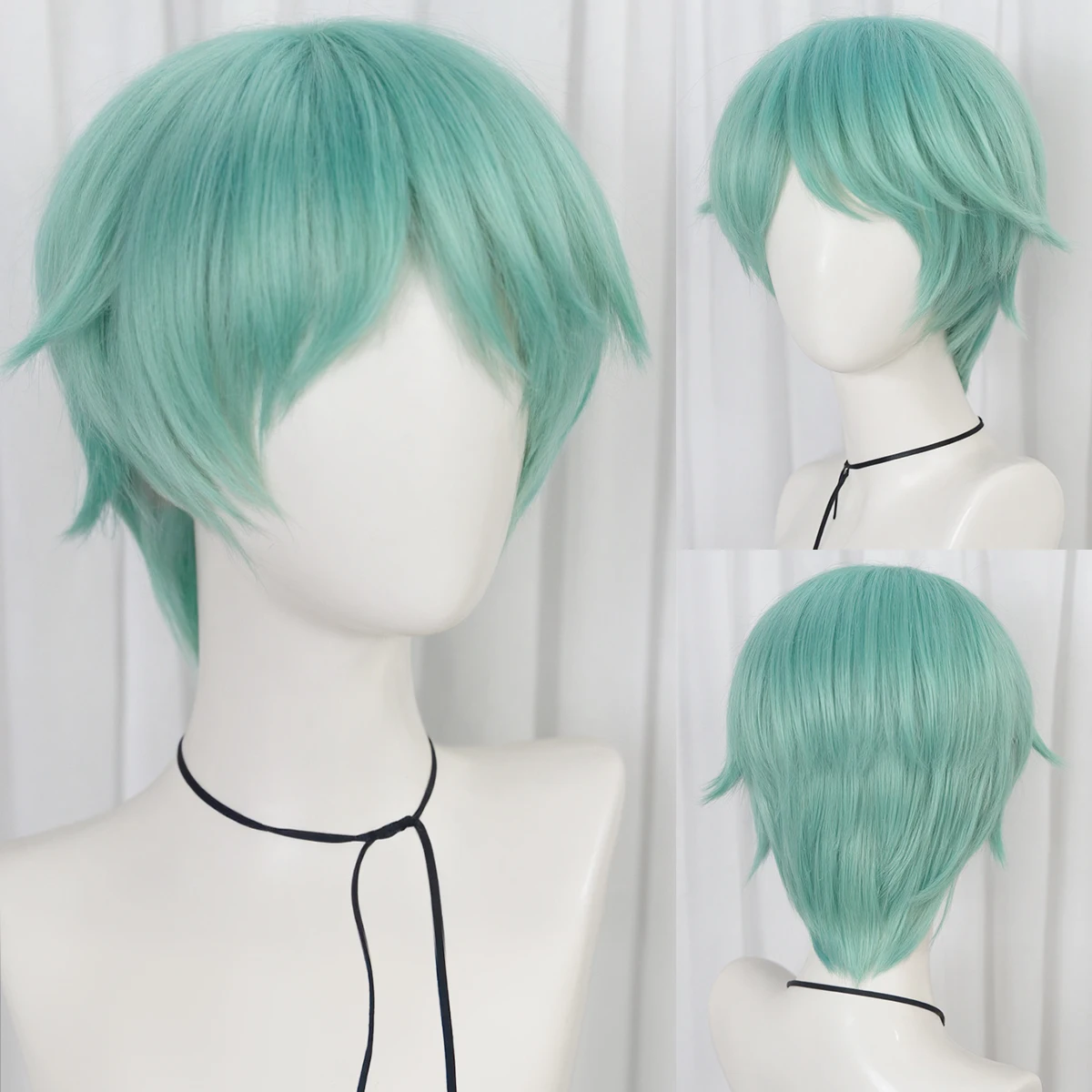 

Light Green Wig Short Straight Bob Mint Green Wig Cartoon Movie Halloween Cosplay Costume Animie Wigs