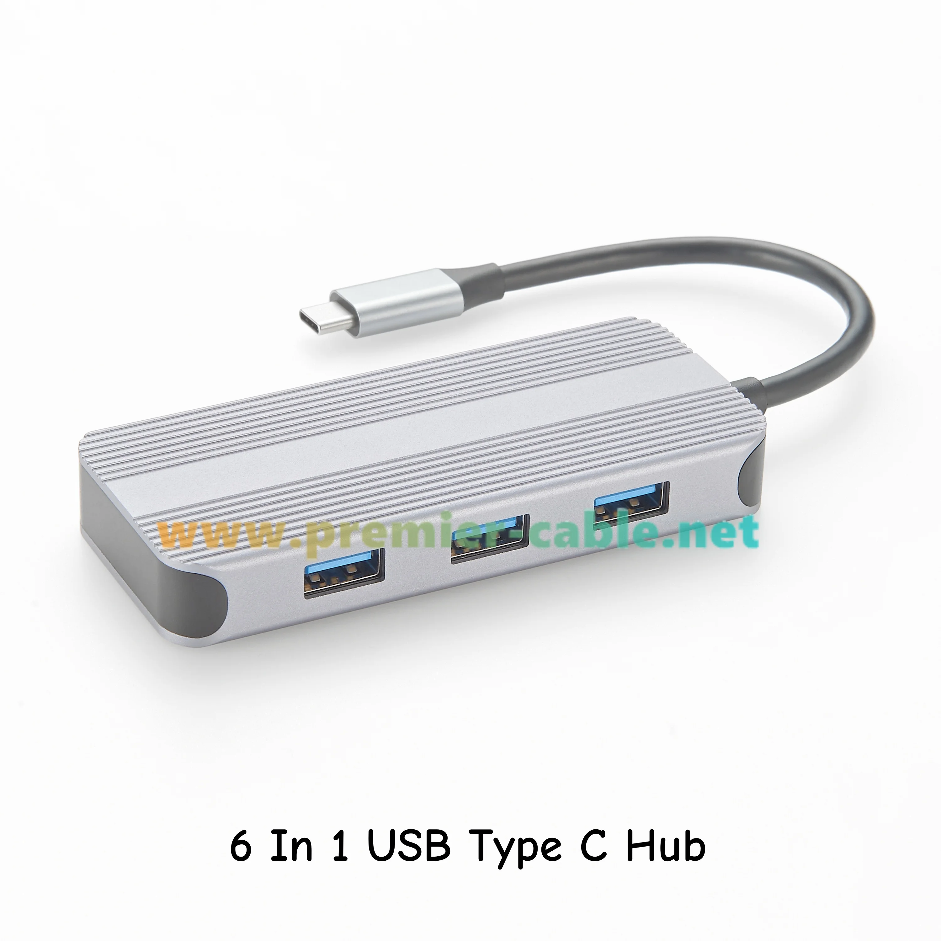 6 In 1 USB Type C Hub Docking Station with 1Gbps RJ45 Ethernet 4K30Hz HDMI 1.4 PD60W OTG Splitter
