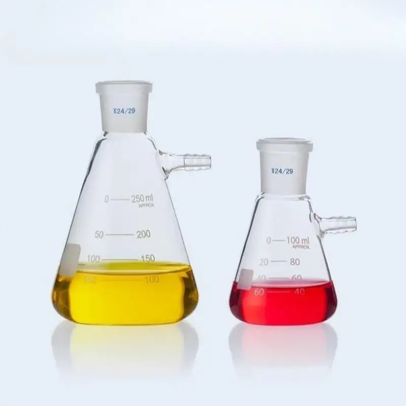 1pc Lab Standard Ground Conical Flask Triangular Filter Bottle with Nozzle Filter Bottle 50ml/100ml/250ml/500ml/1000ml/2000ml