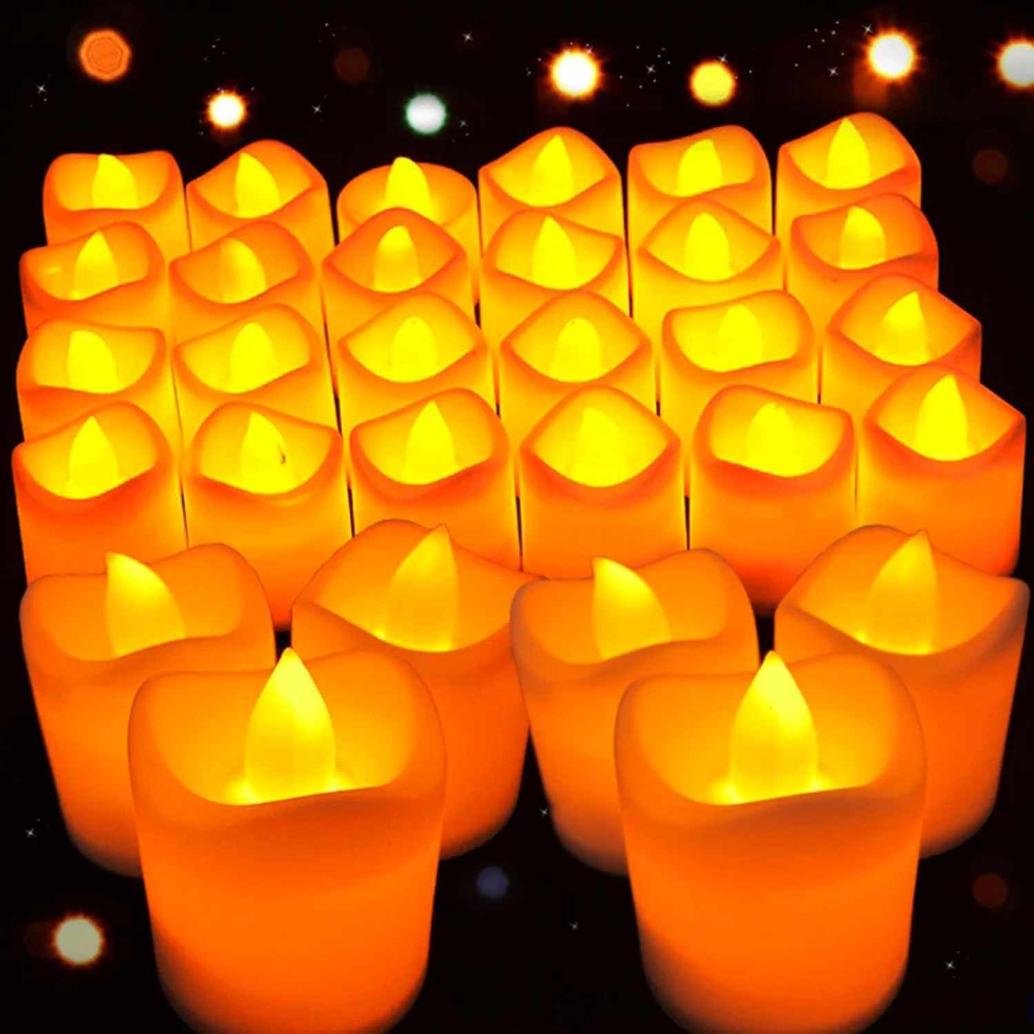 Set of 8 Beautiful Flameless Battery Operated LED Fake Tealight Candles with Wave Port for Christmas Party and Wedding Decoratio