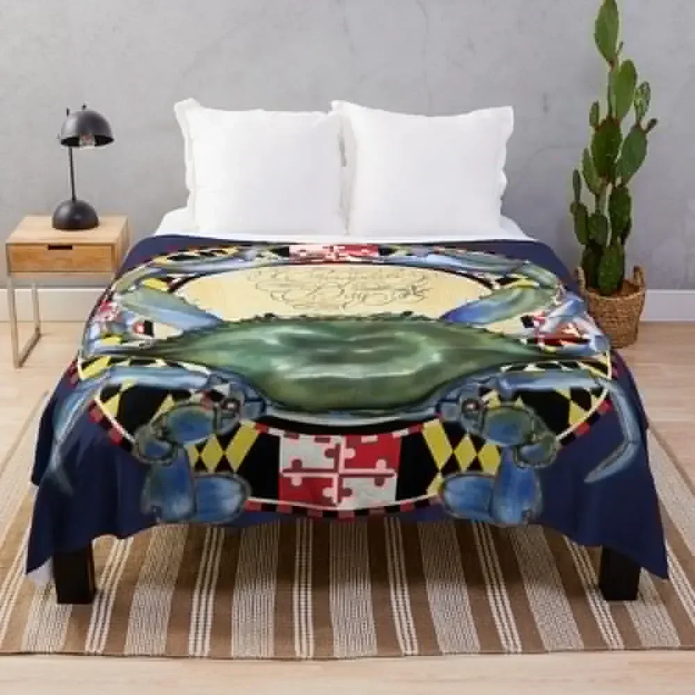 

Maryland Blue Crab Chesapeake Bay Throw Blanket Reusable Durable Soft Blanket for All Seasons