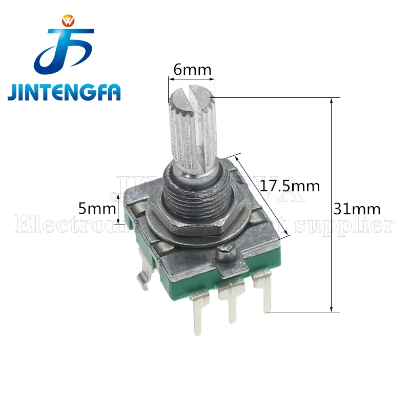 2PCS EC16 360 Degree Rotary Encoder Switch Encoder Audio Coding 5Pin Push Switch Plum Blossom Half Shaft Handle Long 15/20MM