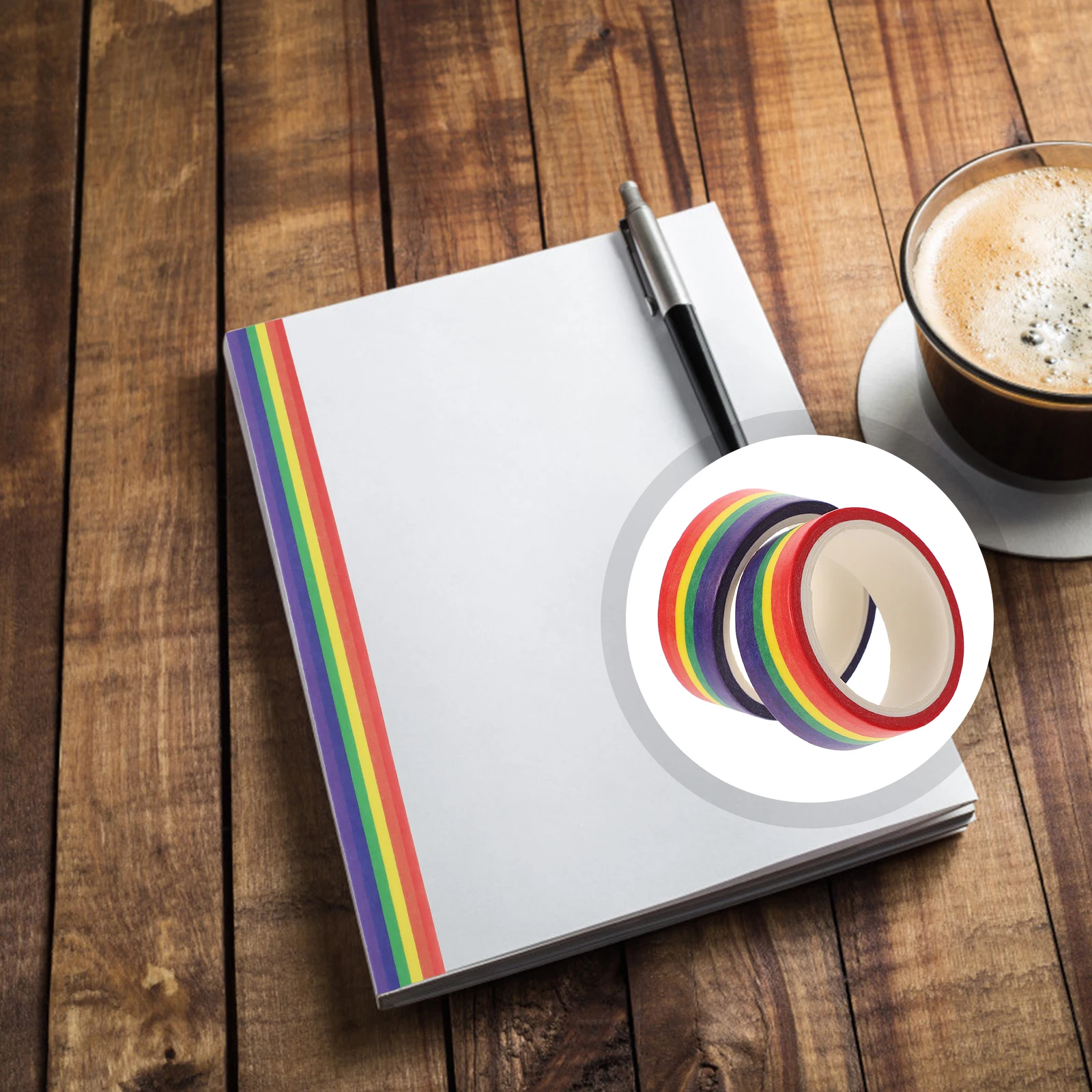 เทปวาชิลายทาง 2 ม้วน ความยาว 500 ซม. ต่อม้วน ใช้ได้หลากหลายสำหรับงาน DIY สมุดบันทึก สมุดภาพ และงานประดิษฐ์