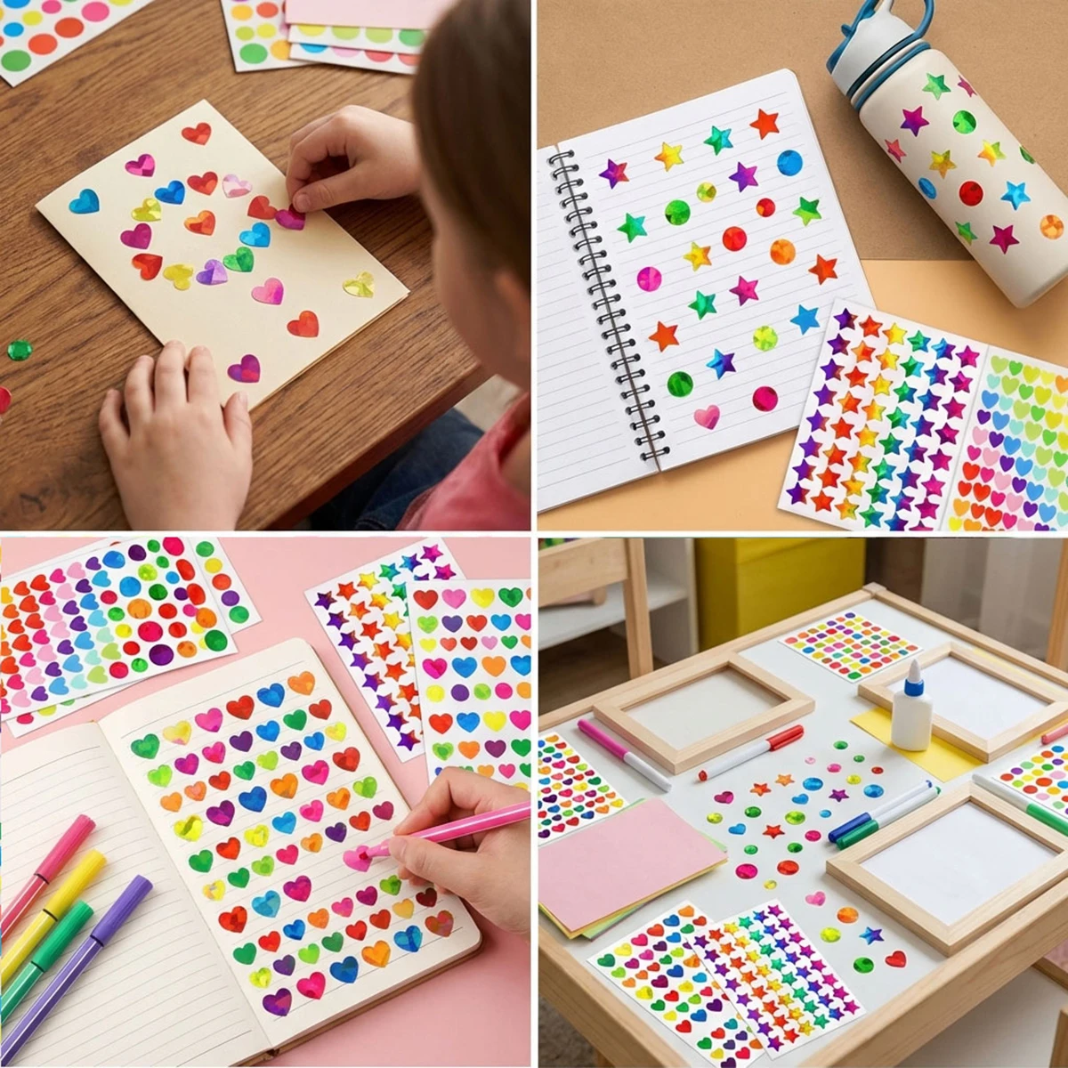 Glitzerndes Holografisches Belohnungsaufkleber-Set Runde Punkte Herz Stern Schüler Glänzende Glitzerfolie Verhaltens-Belohnungstabelle Scrapbook-Aufkleber – Detail 9