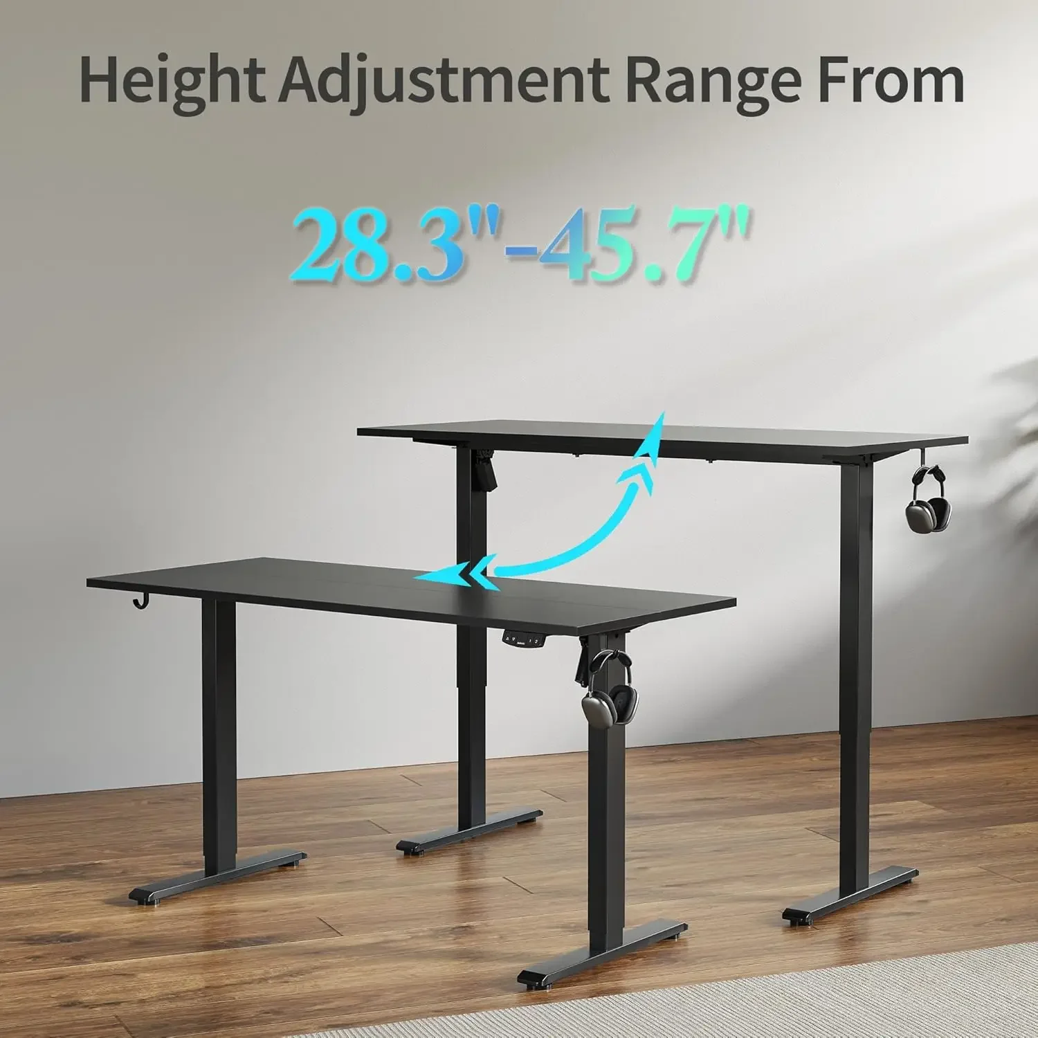 Electric Standing Desk, Large 63 x 24 Inches Height Adjustable Desk, Sit Stand up for Work Office Home, Ergonomic Rising Gaming