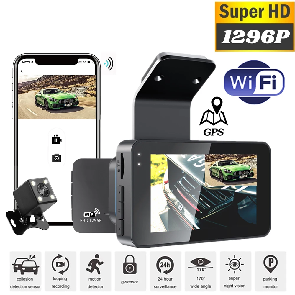 Car DVR WiFi Full HD 1080P Dash Cam Rear View Vehicle Camera Drive Video Recorder Night Vision Auto Dashcam GPS Car Accessories