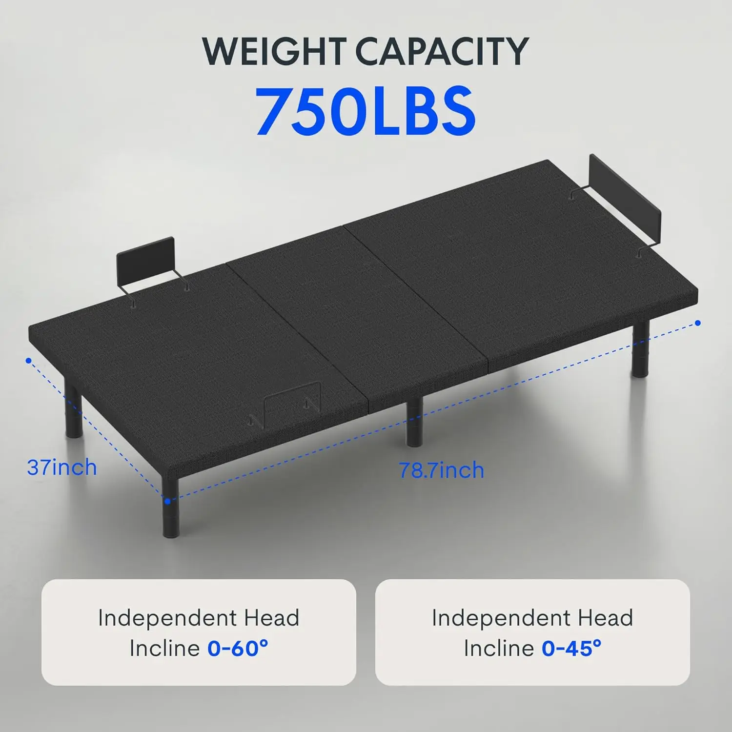 Adjustable Bed Frame Base Split King,Massage, Zero Clearance, Synchronized Adjustment,Whisper Quiet Durable Motor,Zero Gravity