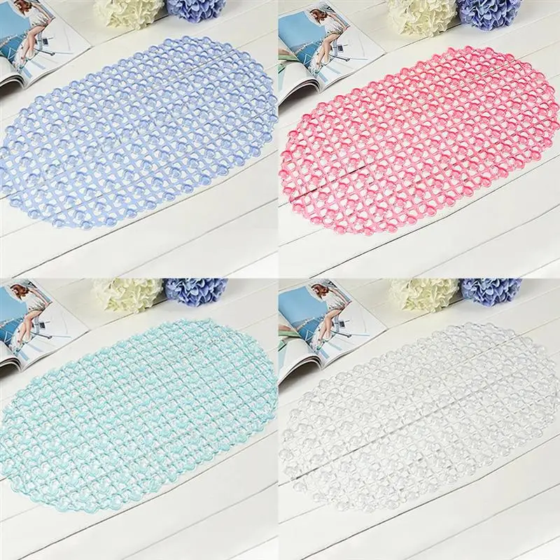 

Rectangle Anti-slip Bath Mats Safety Shower PVC Bathroom Mat Drain Plastic Hole Shower Foot Massage Pad Bathroom Supplies