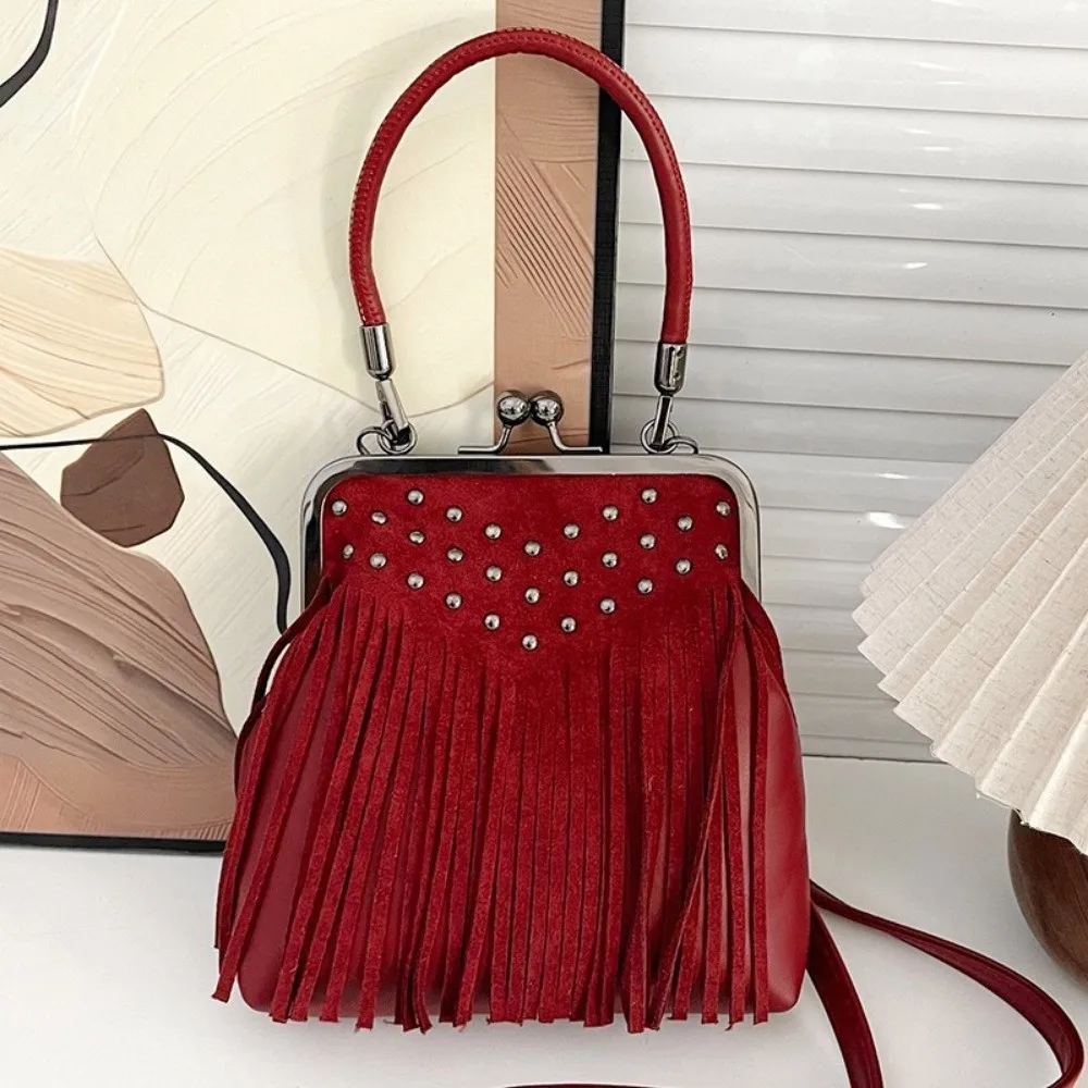 Elegante Nieten-Umhängetasche mit Quasten, vielseitige Schultertasche, lässige Handtasche für Damen – Detail 8