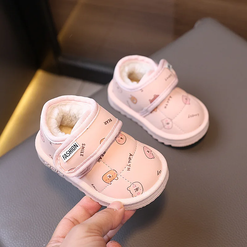 Fashion Girl Plush Boot 2025Winter New Retro Girl Leather Shoe Simple Casual Versatile Soft Soled Non Slip Boot Kids Sport Shoes