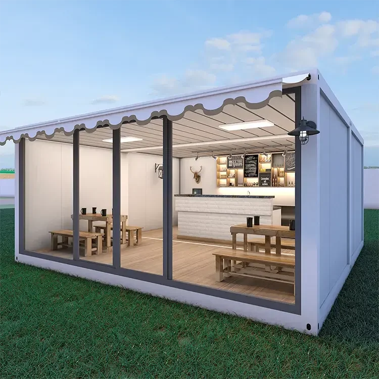 

Portable Custom Assemble Container House Flat Package Customized Prefabricated House with Terrace Fancy Coffee Shop Home Office