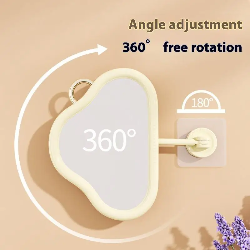 壁掛け折りたたみ式延長アームバスルームミラーバニティミラーシームレスな自己粘着化粧品メイク用ドリルなし