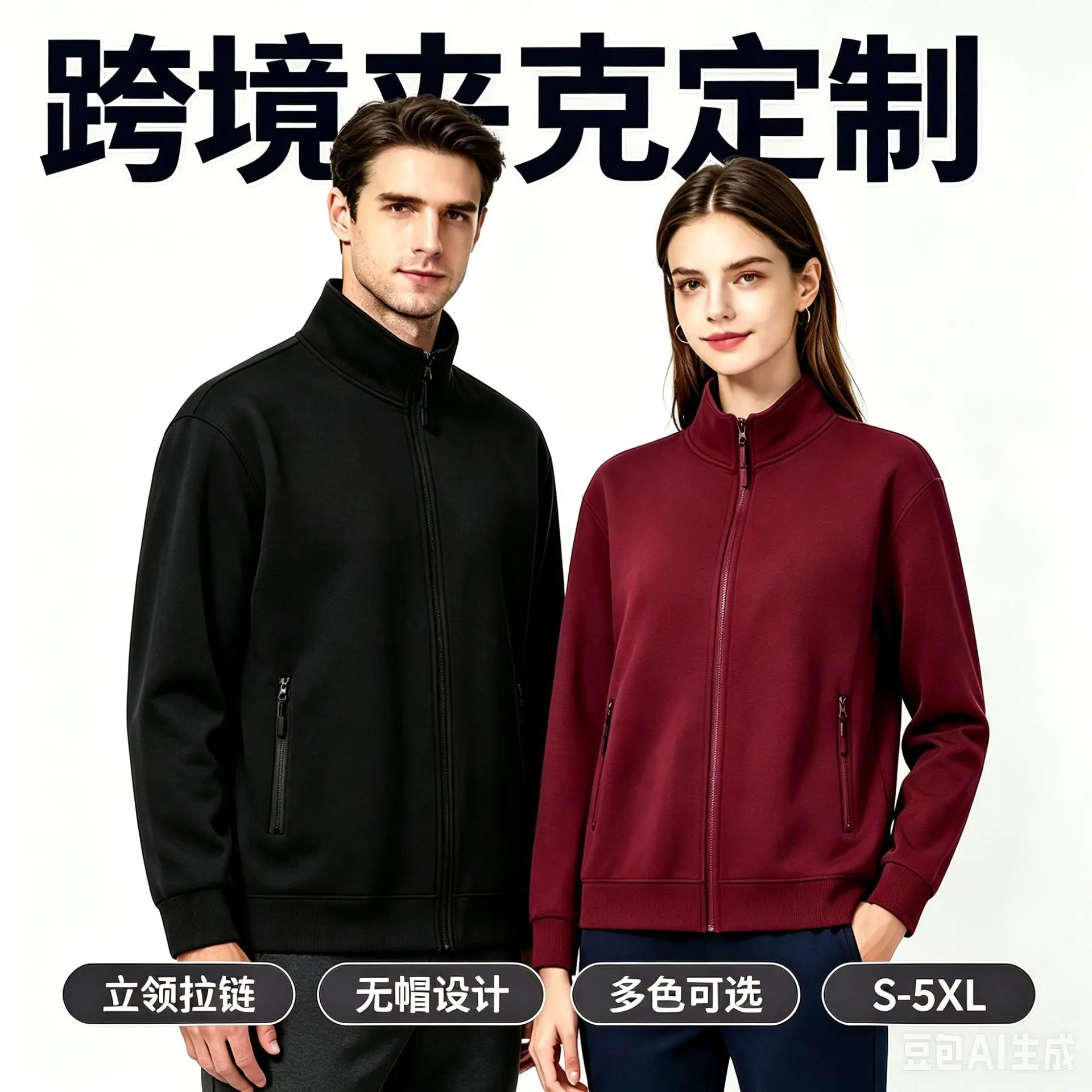 European Sizes Men Zipper Stand Collar Baseball Bomber Jacket, Spring Autumn Sport Workwear Coat Support Custom Logo