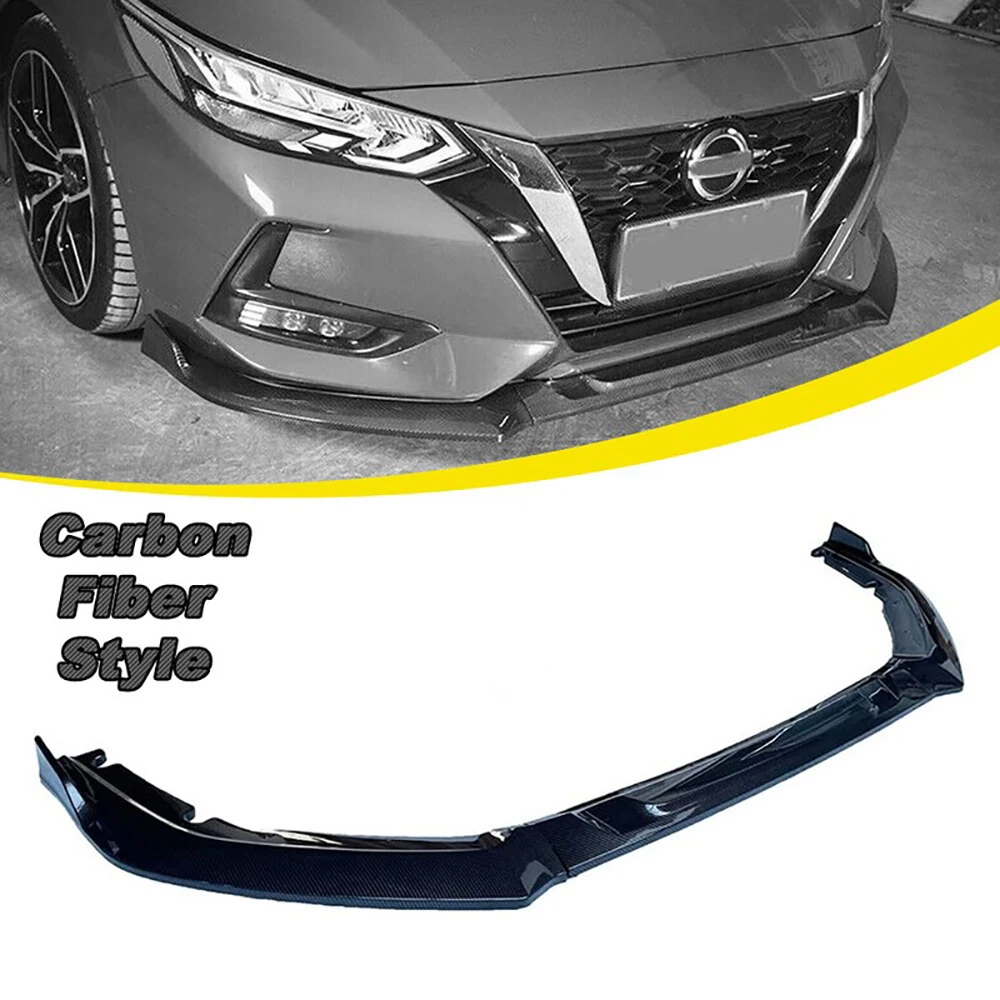 

3Pcs Front Bumper Spoiler Lip Body Kit For 2020-2022 Nissan Sentra Carbon Look