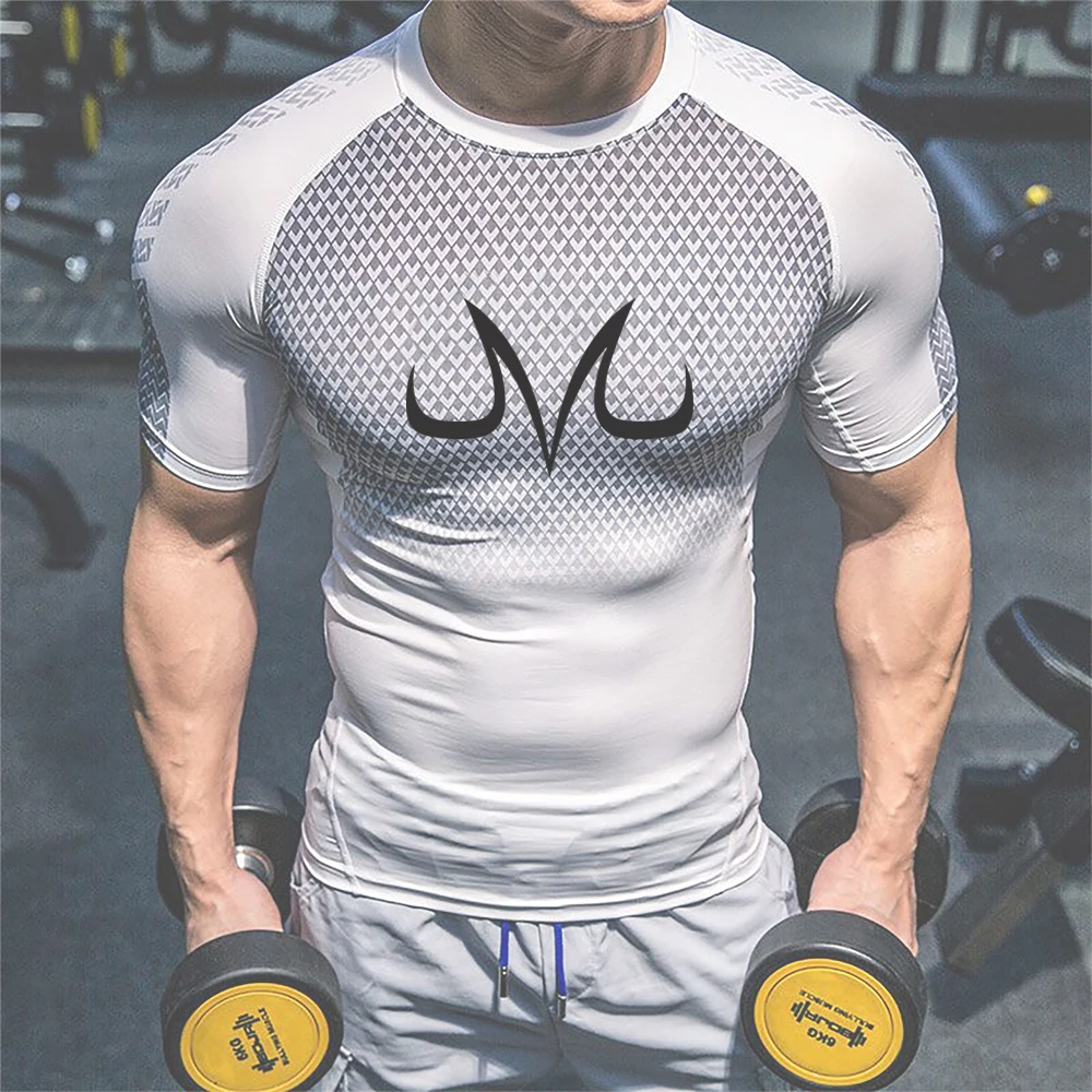 Anime Compression Shirts Men Fitness Summer Quick Dry Gothic Gym Shirt Harajuku Manga Print Athletics Tops Casual Sports Tees