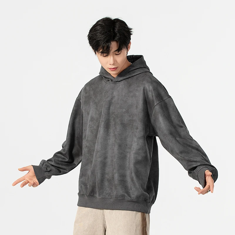 

Ретро-американская толстовка с капюшоном для мужчин, осенне-зимняя новинка, свободная повседневная универсальная верхняя одежда для пар, из полиэфирного волокна, с длинными рукавами