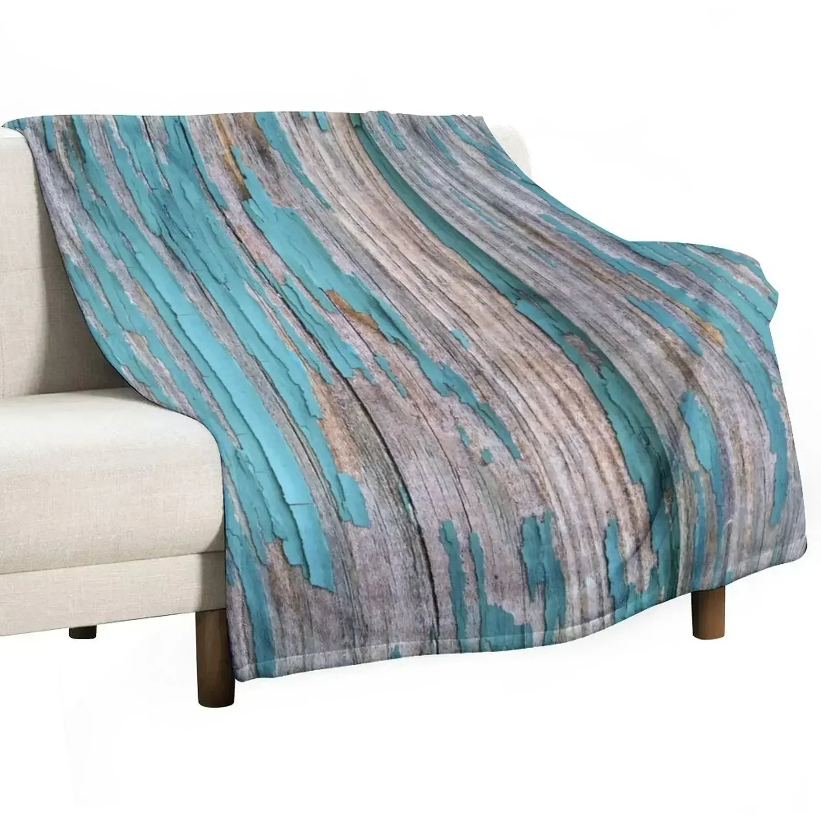 

Shabby rustic weathered wood turquoise Throw Blanket Custom Vintage Polar Blankets