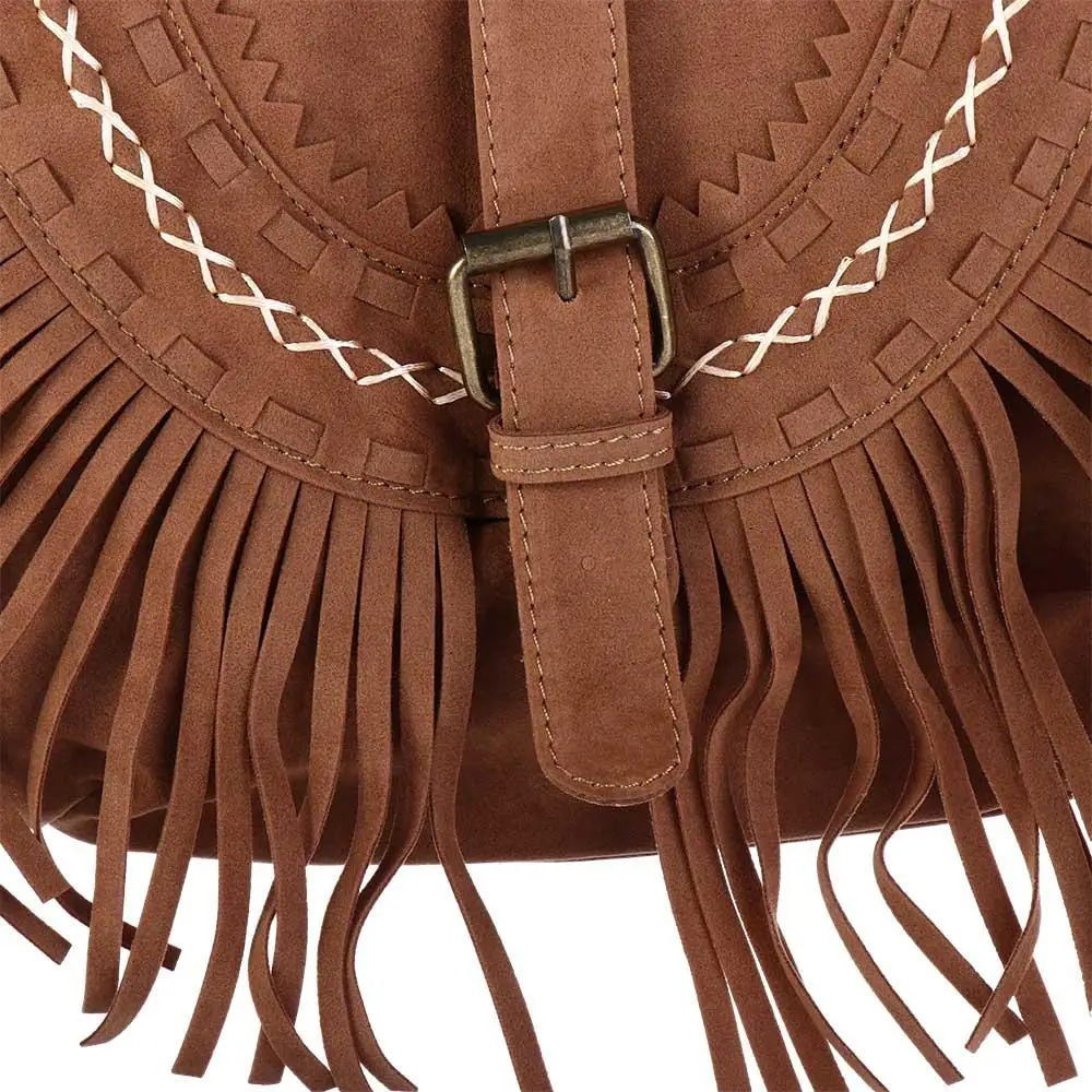 Purse Classic Fringe Suede Saddle Bag Ethnic Style Messenger Bag Women Crossbody Bag Female Handbag Tassel Bag Shoulder Bag