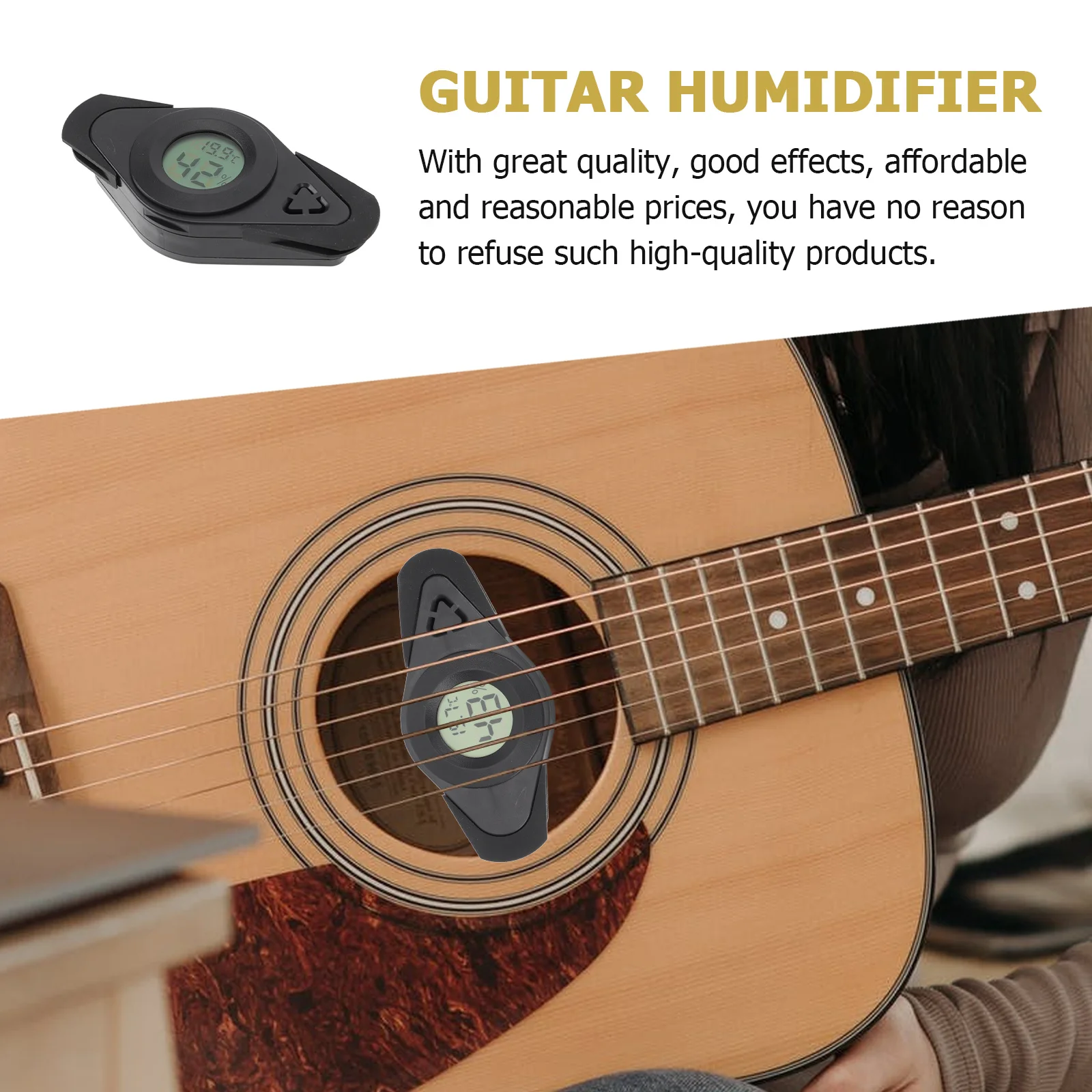 

1 set Humidifier With Digital Thermometer Compact Lightweight For Guitar Care Long-Lasting Odorless Material Multifunctional