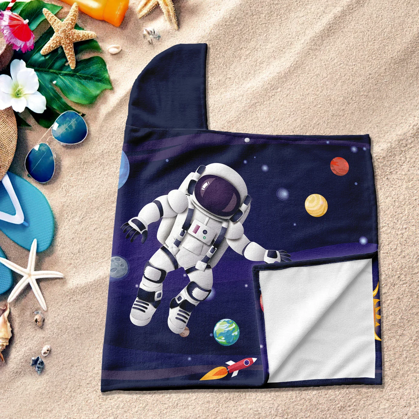 1pc Kids Space Series Hooded Bath Towels | Soft Thick Absorbent  Beach, Bath, Pool Towels with Hood Oversized for Boys Ages 3-10