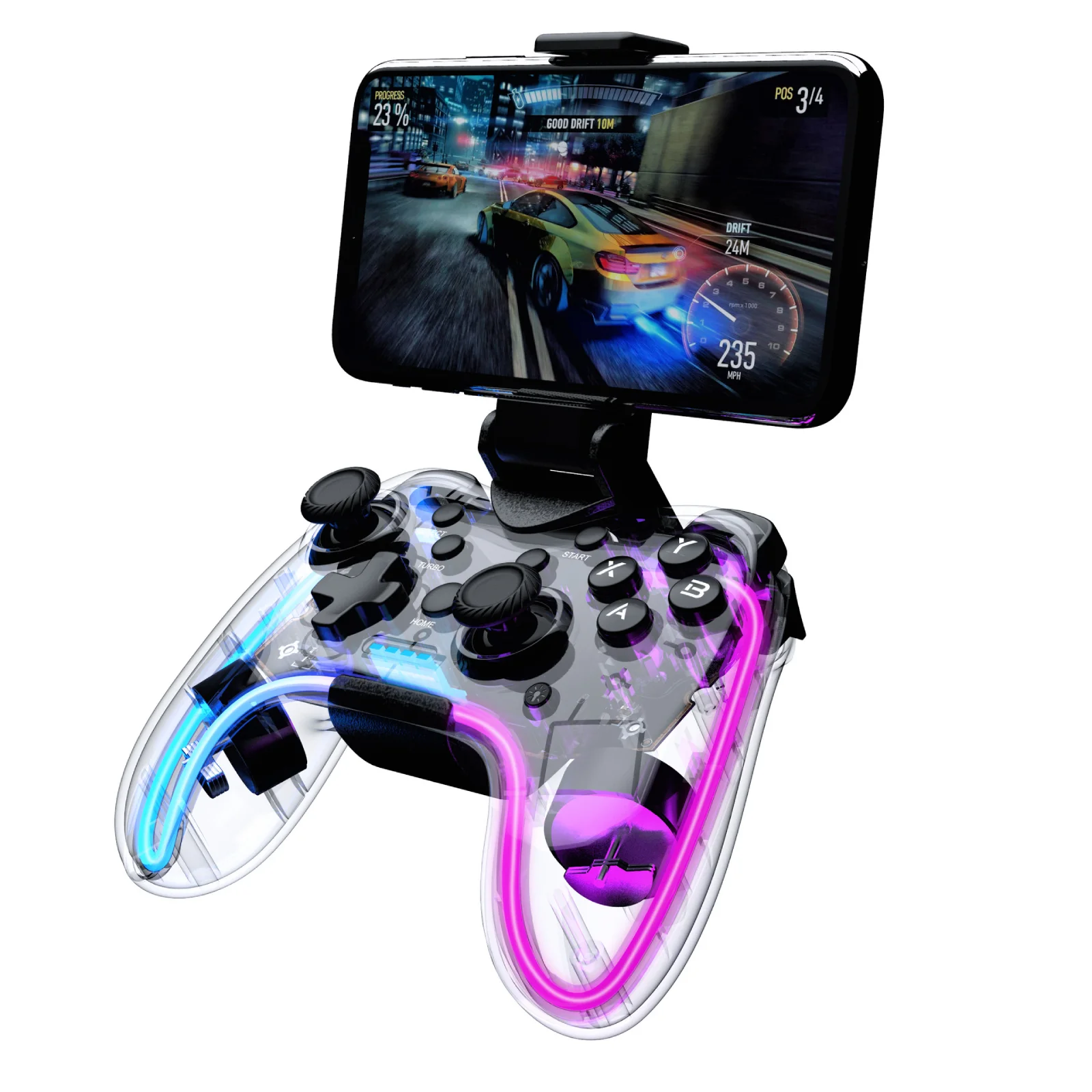 For Wireless Bluetooth Game Controller with RGB Light Universal Gaming Gamepad for phone PS4 NS PC Convenient Gaming Accessories