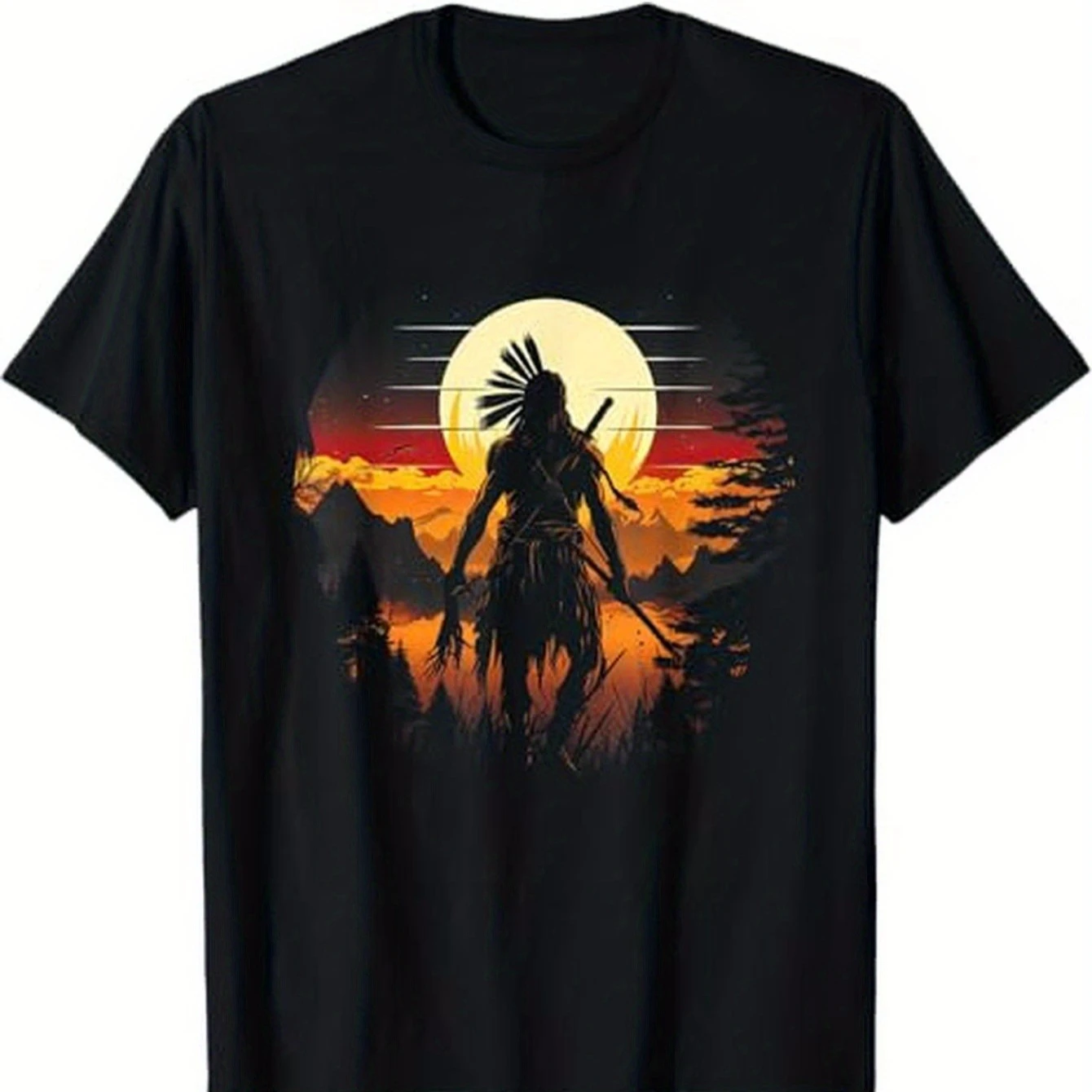 Футболка с рисунком Sacred Sioux Native Chief Tribal, 100% хлопок, с круглым вырезом и коротким рукавом, летняя повседневная мужская футболка, уличная одежда