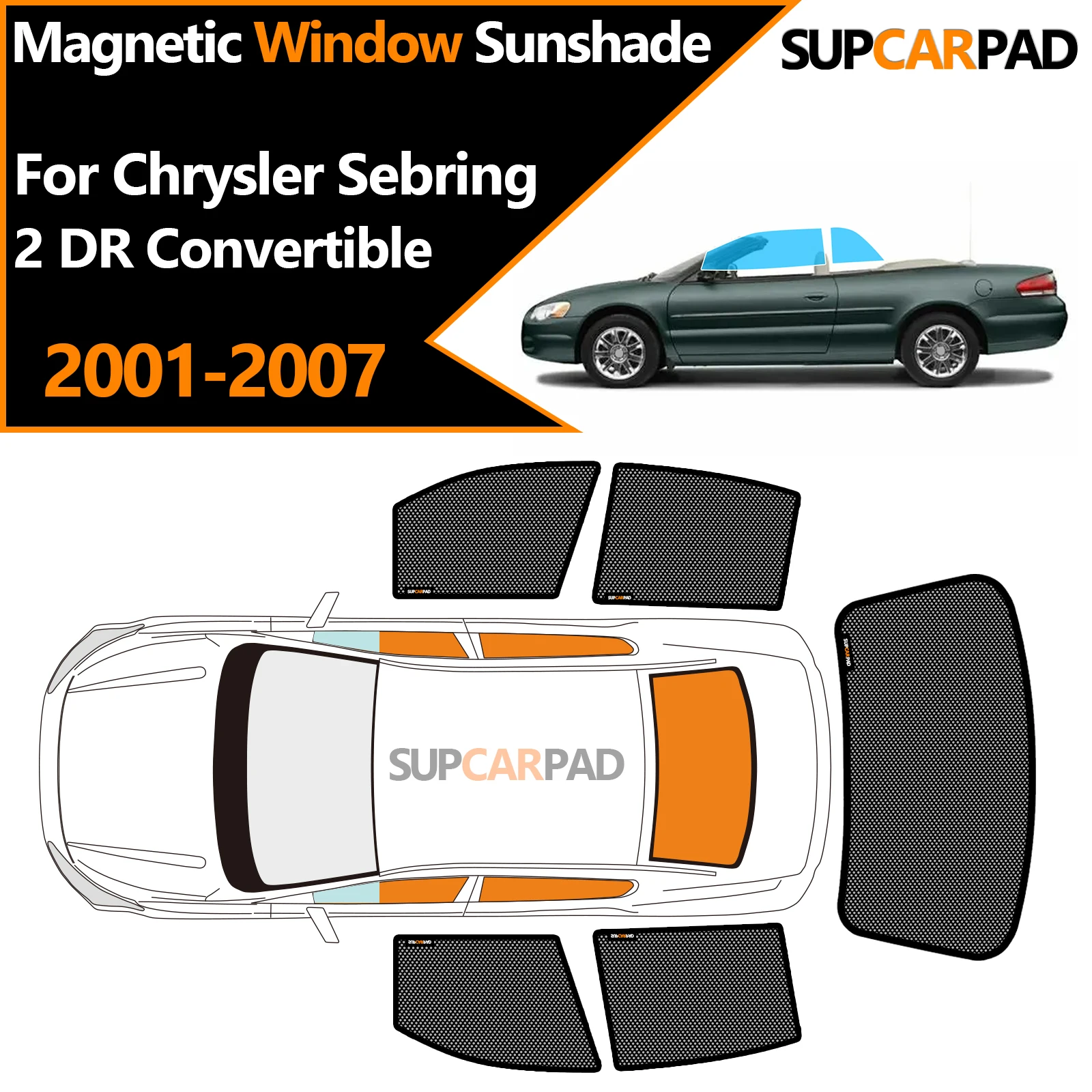 

Солнцезащитный козырек на окно автомобиля на заказ для Chrysler Sebring 2 DR Convertible 2001-2007, магнитная занавеска, сетчатая передняя занавеска на лобовое стекло