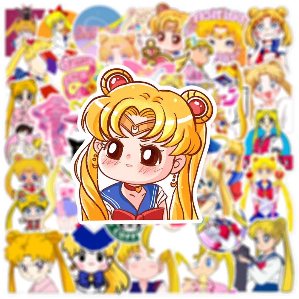 10/30/50pcs Kawaii Sailor Moon 애니메이션 스티커 귀여운 소녀 장식 DIY 일기 전화 편지지 만화 낙서 스티커 데칼