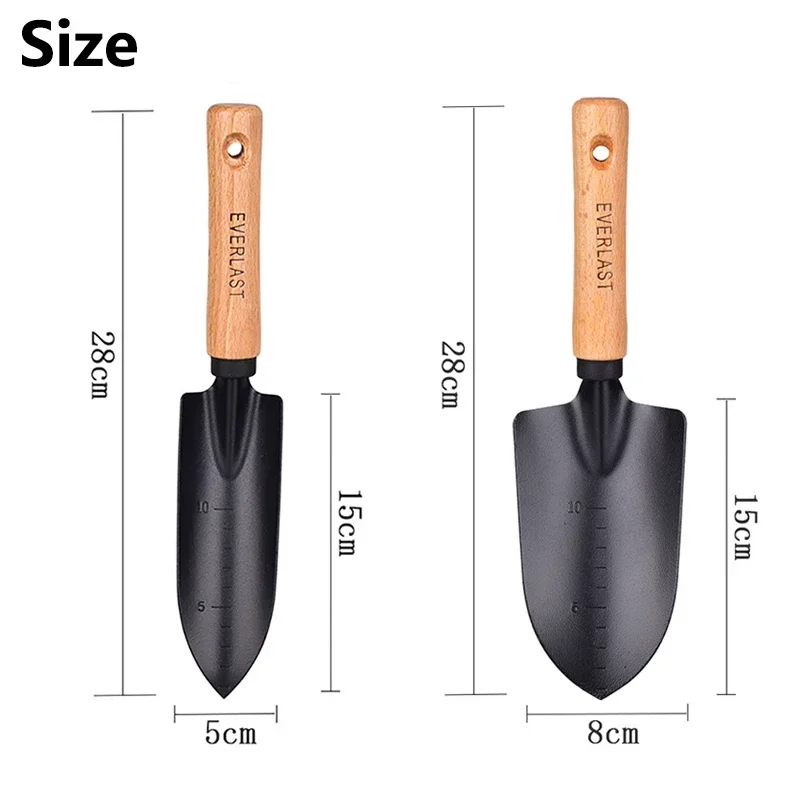 1Pcs Garden Shovel Wooden Handle Scoop Portable Small Shovel For Flower Vegetables Planting Soil Loosen Garden Hand Tools