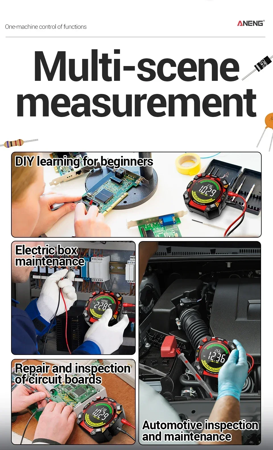 Multitester 6000 Counts 600V Spannungsprüfer ANENG 626 Multimeter Tragbares Strom-Ohmmeter Wiederaufladbares USB-Detektorwerkzeug – Detail 2