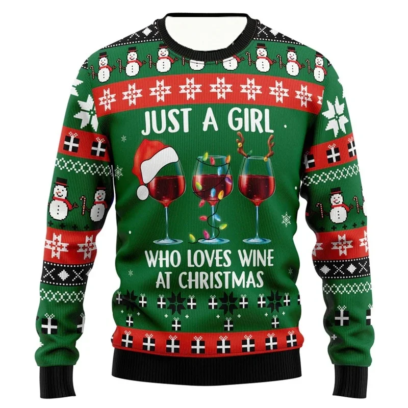 PLstar Cosmos The Beer Lover Elf Pattern 3D Printed Mens Ugly Christmas Sweater Winter Unisex Casual Warm Knitwear Pullover MY43