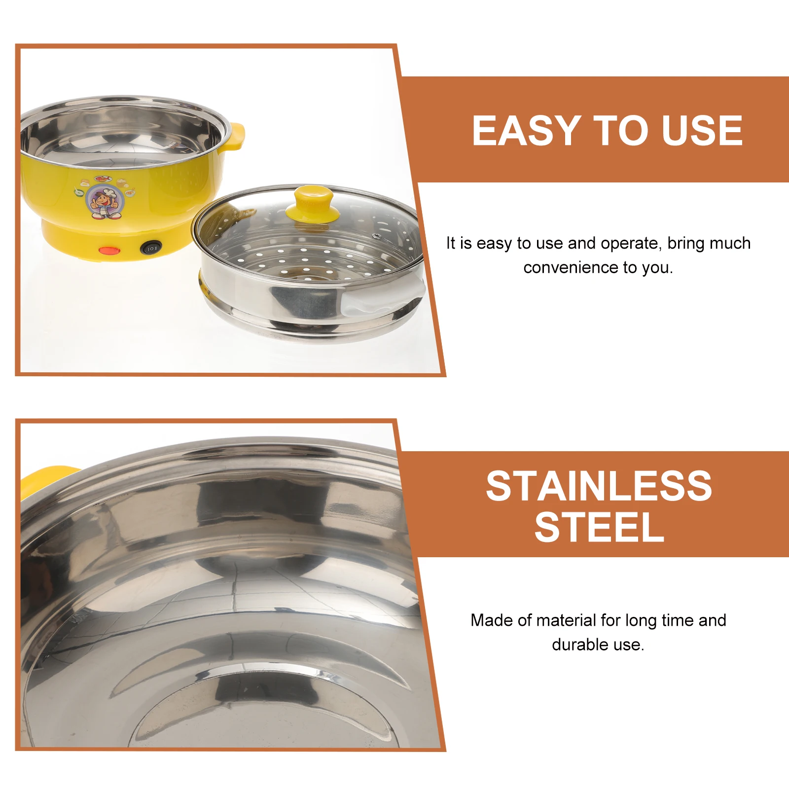 

Stainless Steel Steam Pot Multifunctional Electric Cooking Boiler Double Layers Stockpot Space Saving 24Cm Uk Plug For