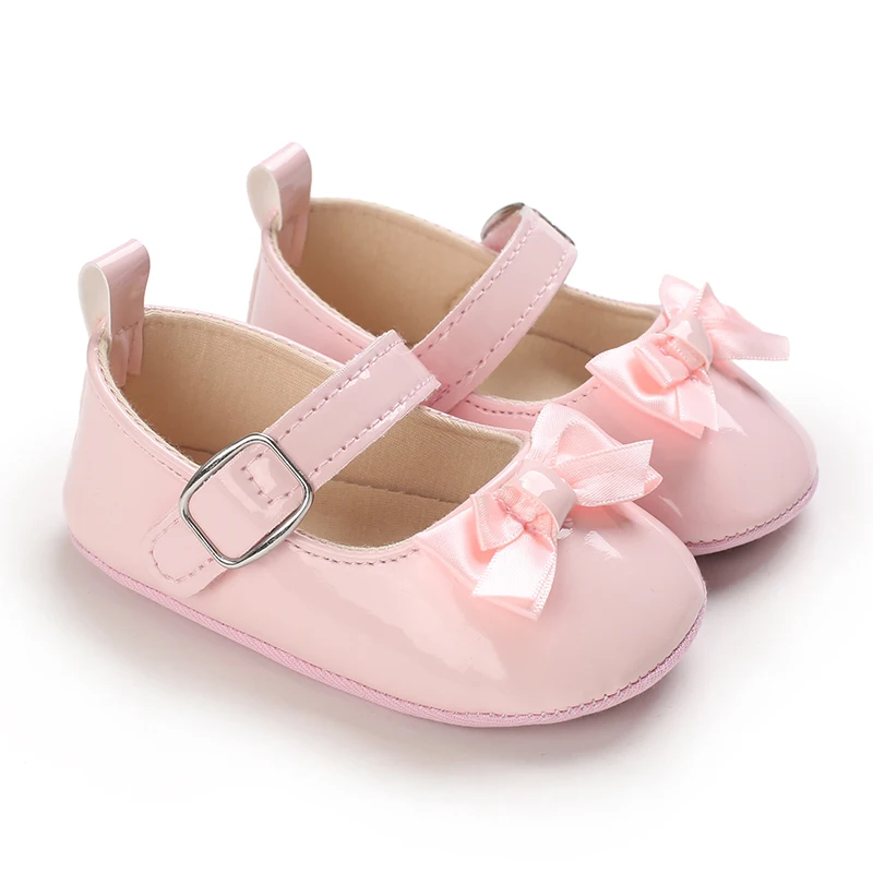 Solid Color Mary Jane Infant Footwear with Bow & Heart Designs - Non-Slip Walking Footwear
