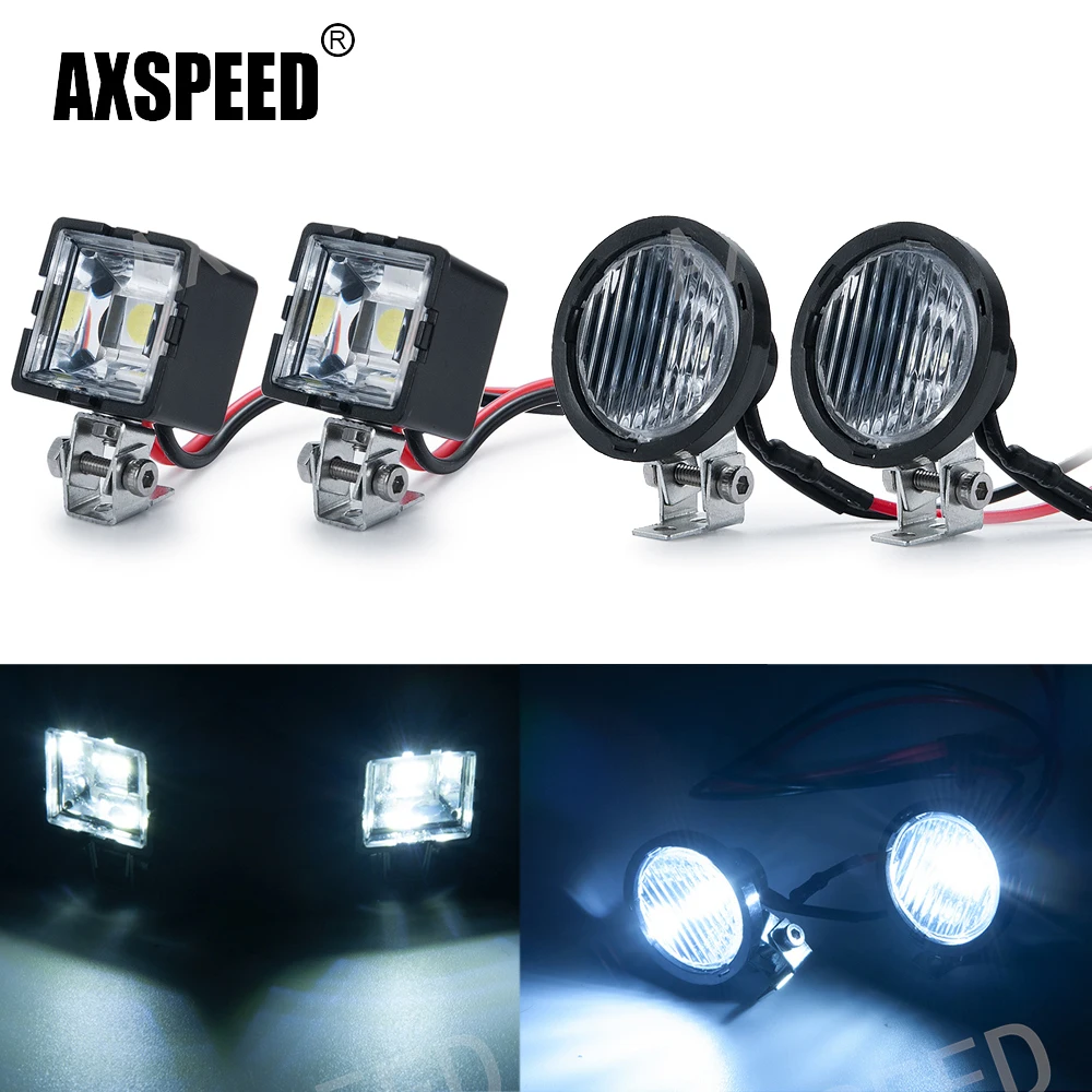 AXSPEED Simulation 2Pcs Spotlight LED Lights Headlights for TRX-4 TRX-6 Axial SCX10 Wraith 1/10 RC Crawler Car Upgrade Parts