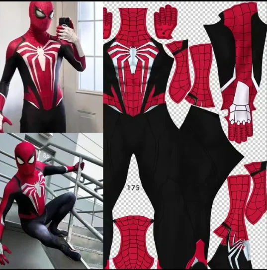 Black PS5 Advanced Superhero Costume Cosplay 3D Printed Spandex Superhero Boys Halloween Costume Bodysuits Adult