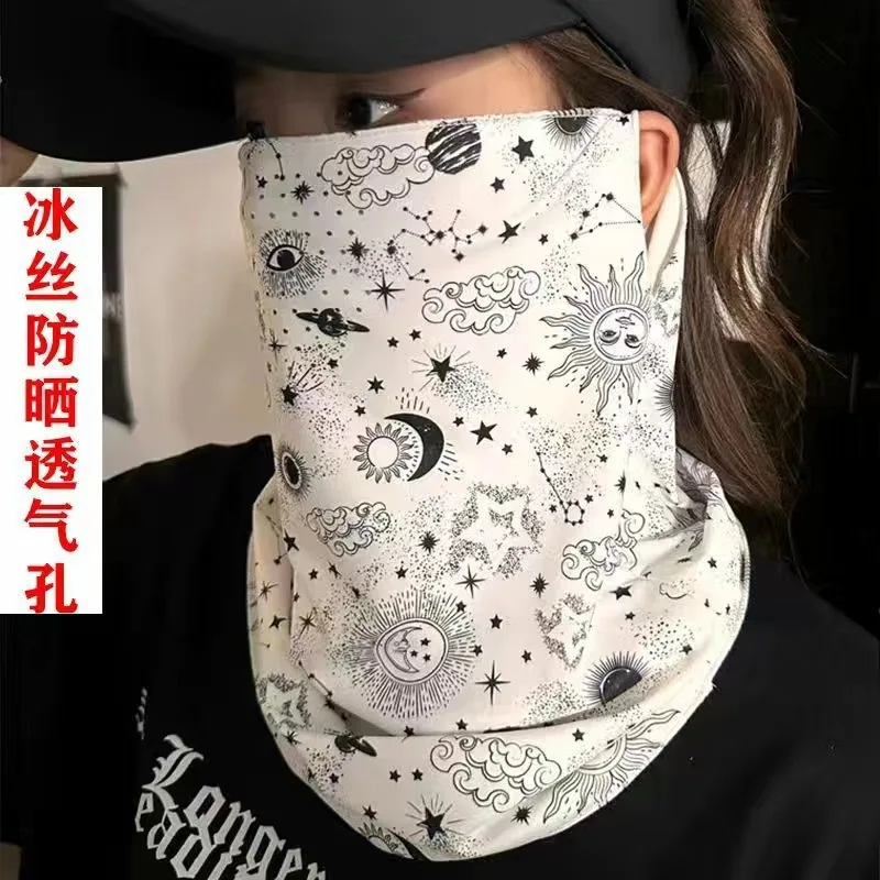 2025 耳掛け日焼け止めマスク 男性用 フルフェイス カシュー日焼け止め 穴あき首保護付き モト用ライディングフェイスタオル