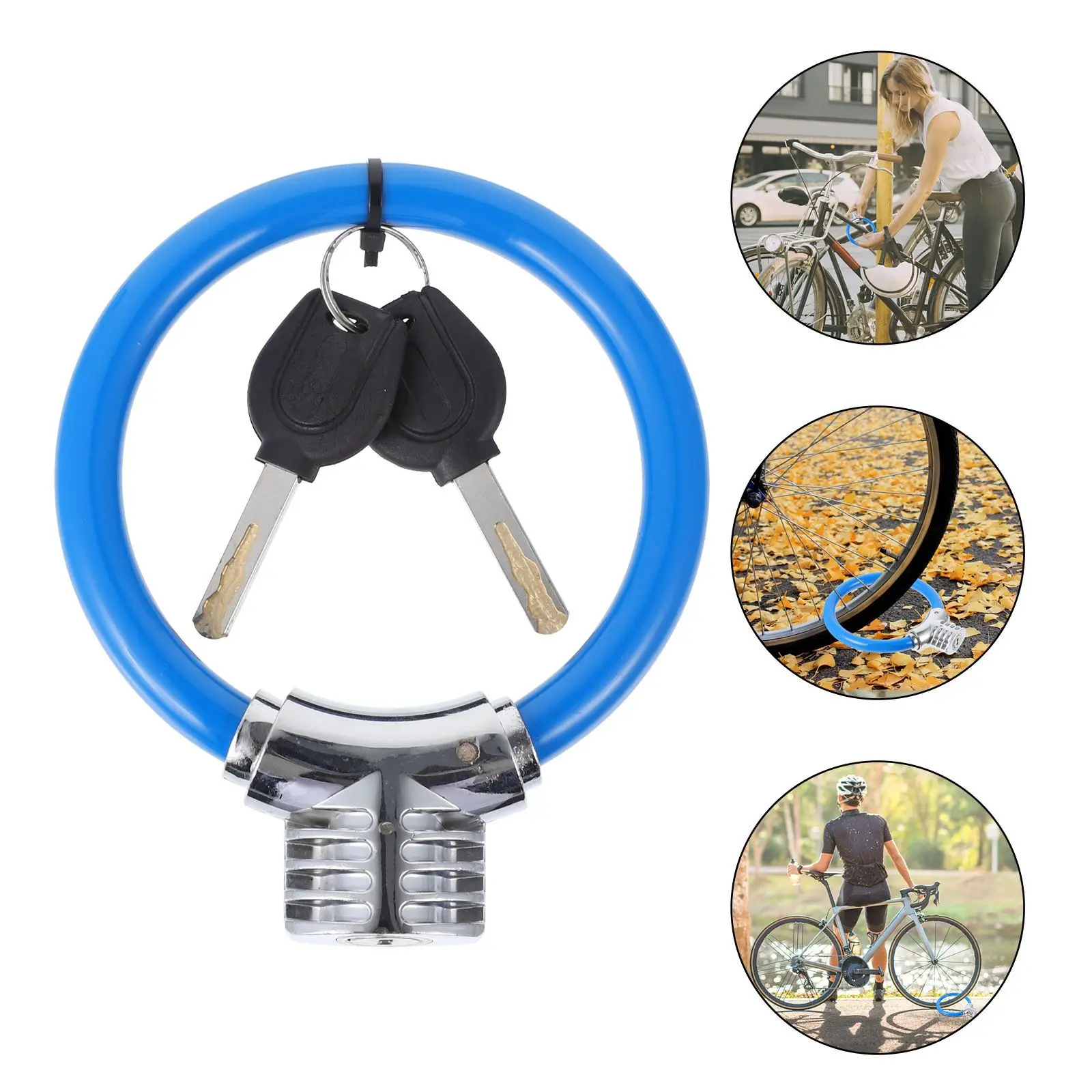

Portable Mini Bike Lock Ring Shaped Anti-Theft Lock Zinc Alloy Core with Steel Cable for Cycling Safety Protection