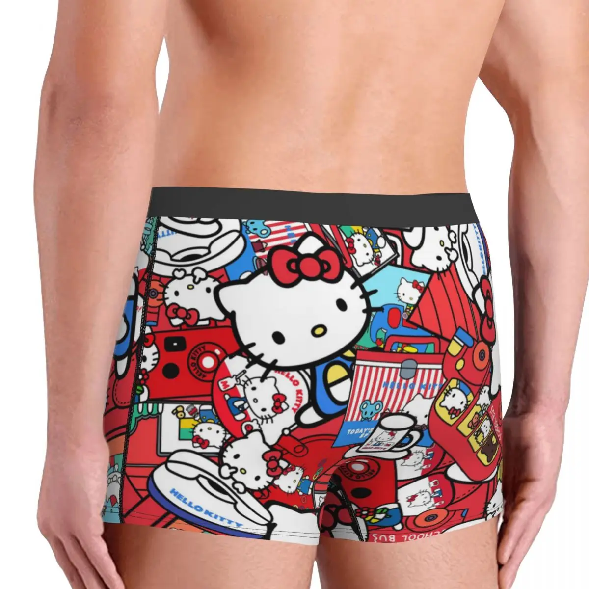 Hello Kitty Cartoon Merch Boxers Shorts pour hommes, sous-vêtements humoristiques, caleçons, cadeau ち