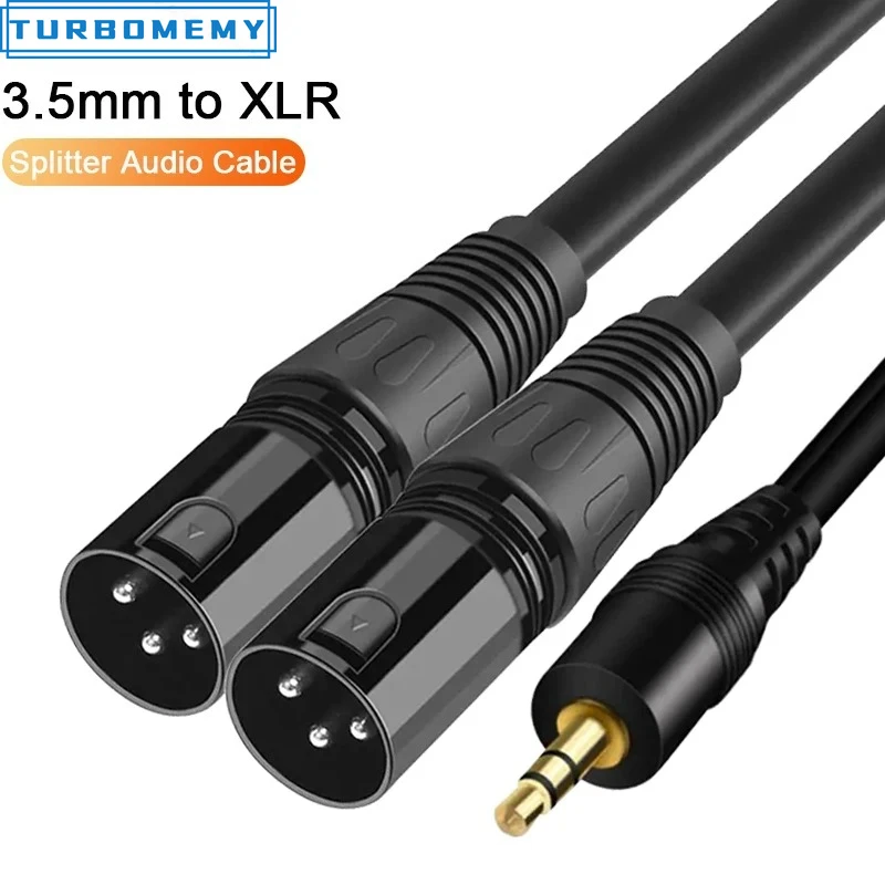 Cable de audio Jack de 3.5 mm a XLR, estéreo TRS macho a macho, divisor dual XLR para mezclador, altavoces, amplificadores, micrófono, cable auxiliar de audio