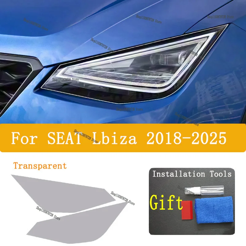 لمقعد Lbiza 2018-2025 بولي يوريثان المصابيح الأمامية الخارجية للسيارة المضادة للخدش طبقة رقيقة واقية المصابيح الأمامية إصلاح ملصق اكسسوارات Refi