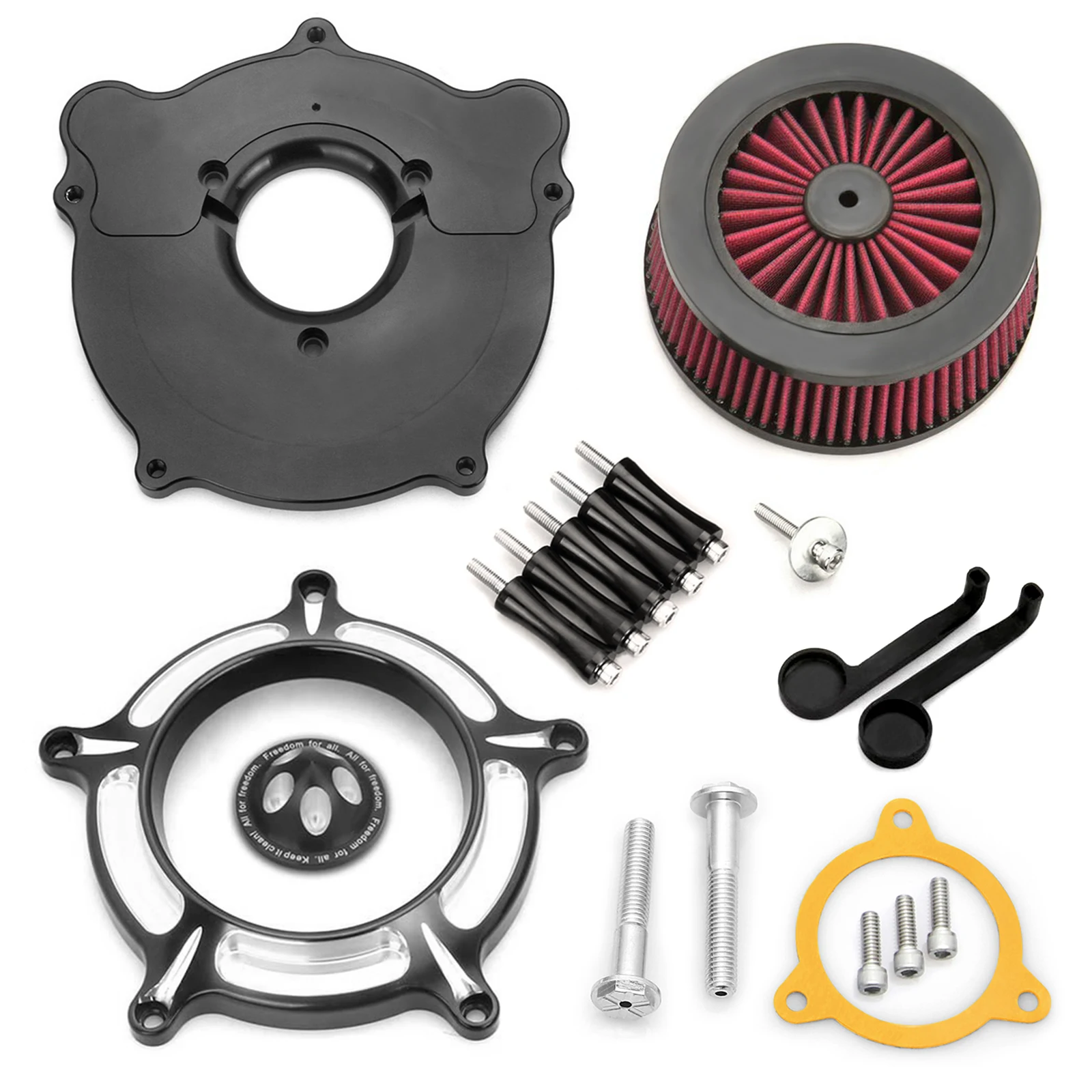 

Contrast CNC Cut Turbine Air Cleaner Filter Fit For 1200 XL Sportster 883 touring FLHR Road King FLHX Softail
