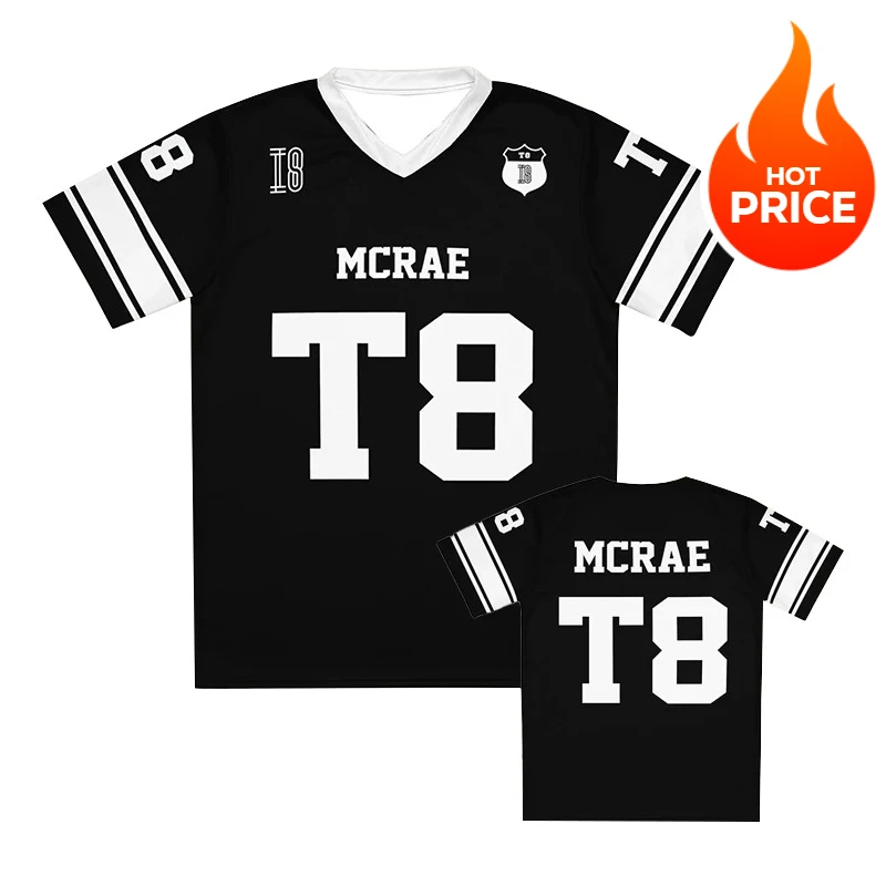 

Tate McRae Джерси 2024, новинка весны/лета, мужская и женская спортивная одежда T8 McRae, футбольная майка с v-образным вырезом, одежда y2k