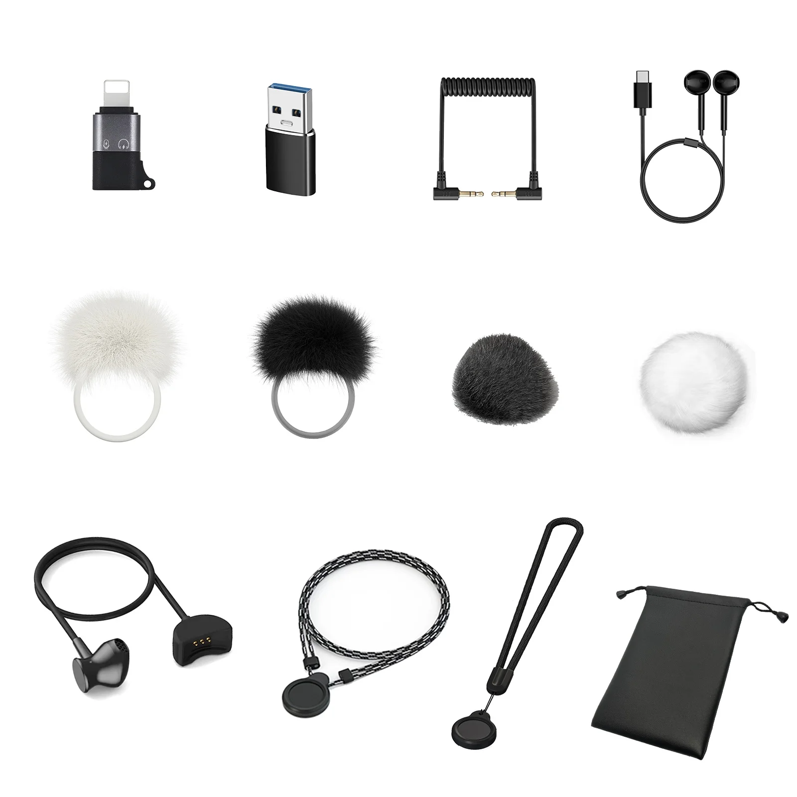 Wireless Lavalier Microphone Accessories Microphone Headphone Type c to USB Adapter 3.5mm Audio Cable for Video Recording