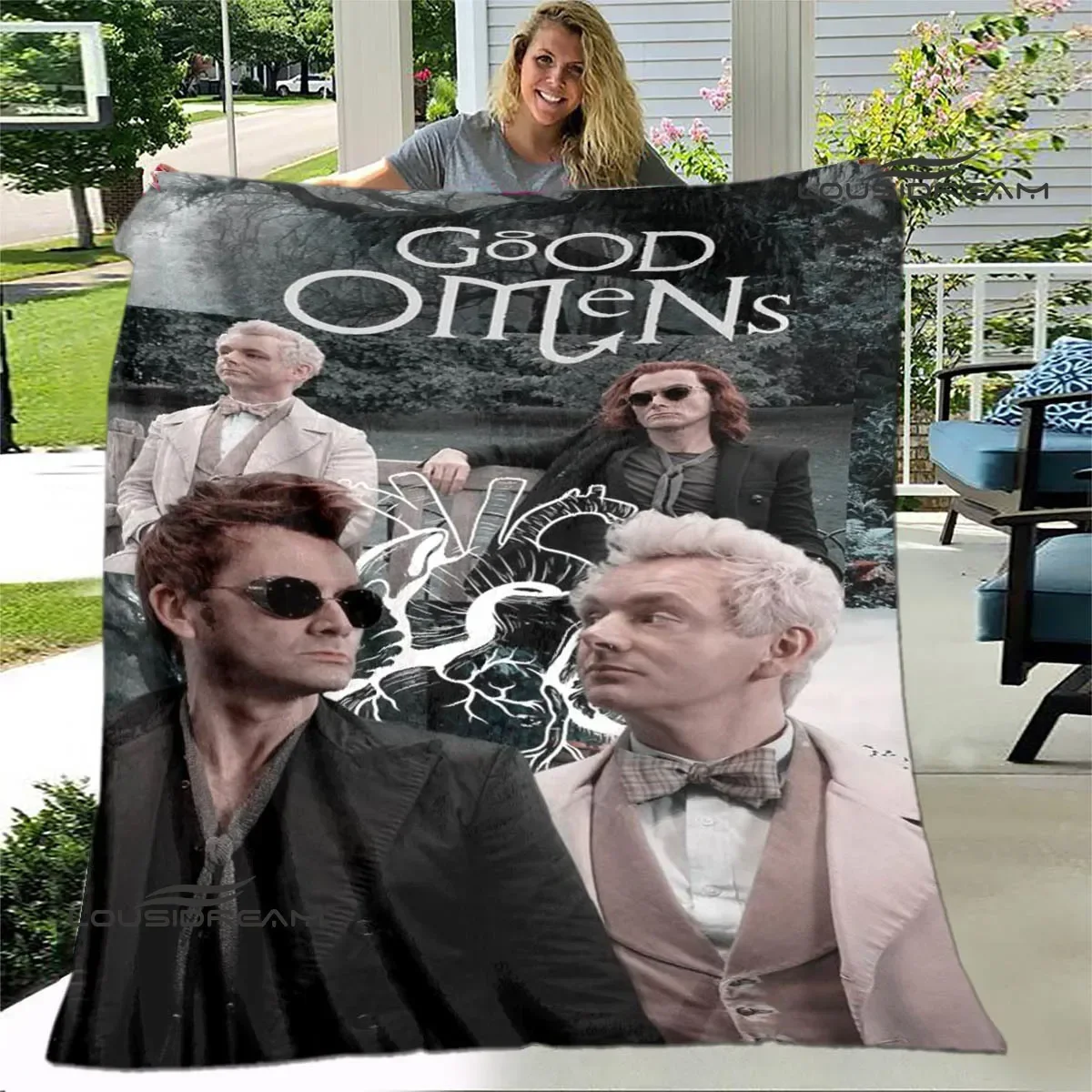 

Good Omens Movie Printed Blanket Fashion Warm Blanket Flannel Soft Comfortable Blanket Home Travel Blanket Birthday Gift