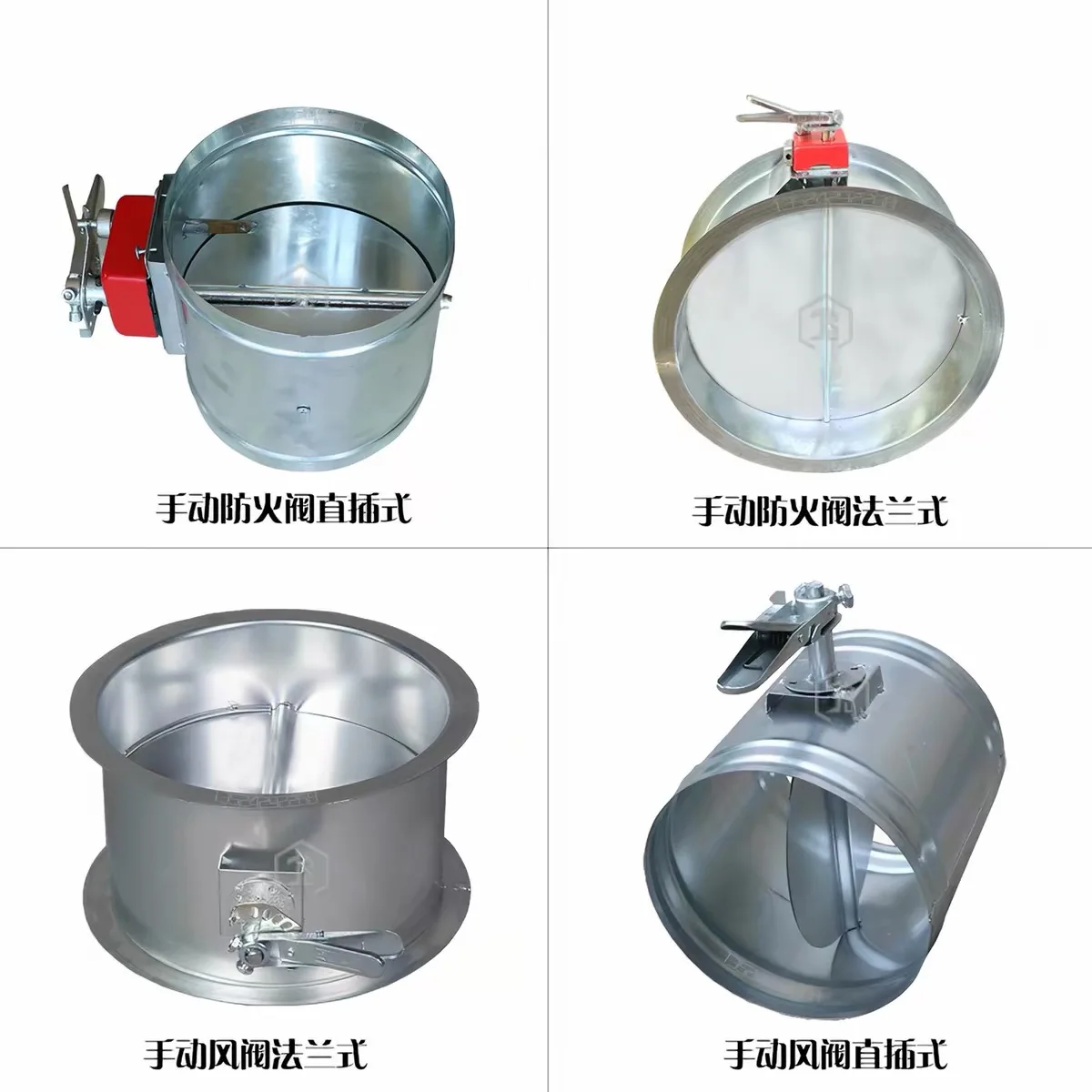 صمام لولبي 100mm 120mm 150mm 200mm Galvanized Iron Sheet Duct Damper Manual Air Volume Control Valve butterfly Valves for Spiral Duct الهواء المضغوط — تفصيل 1