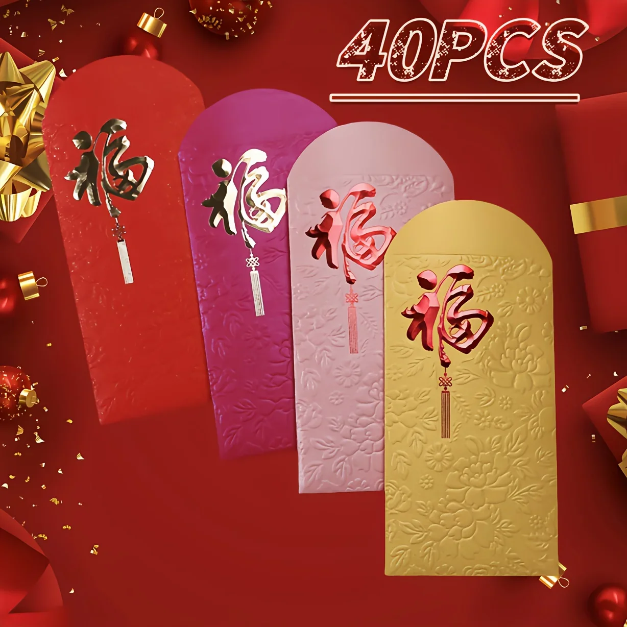 

40pcs 2025 Chinese New Year Red Envelopes, Snake New Year Money Bag, Spring Festival Lucky Gift Pocket Party Supplies