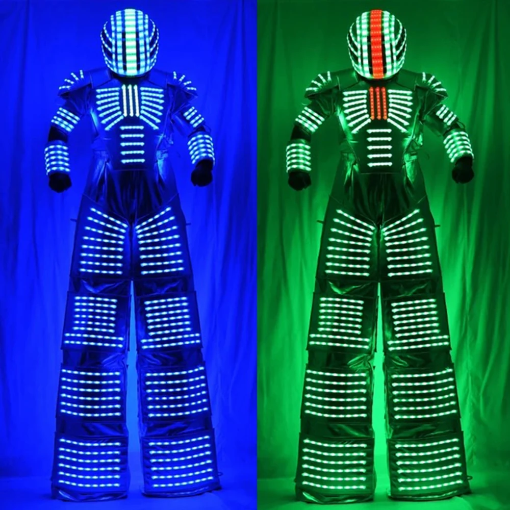 Party Performance LED Robot Dance Costumes Clothes Electronic Music Festival DJ Show Stilts Walker LED Lights Luminous Costume