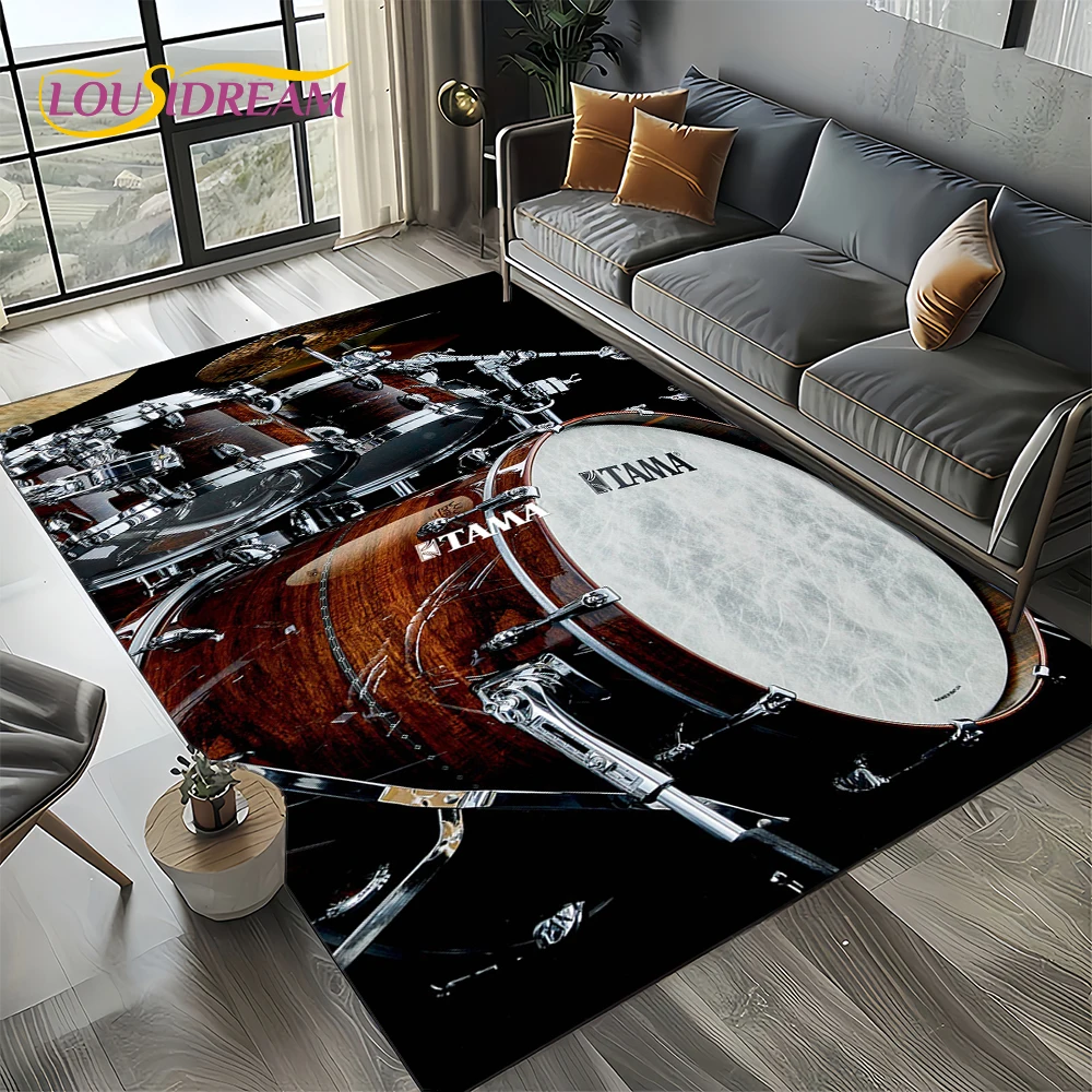 3D Music Instruments Drum Kit Drum Set Carpet Rug for Living Room Bedroom Home Sofa Decoration,Kids Area Rug Non-slip Floor Mat