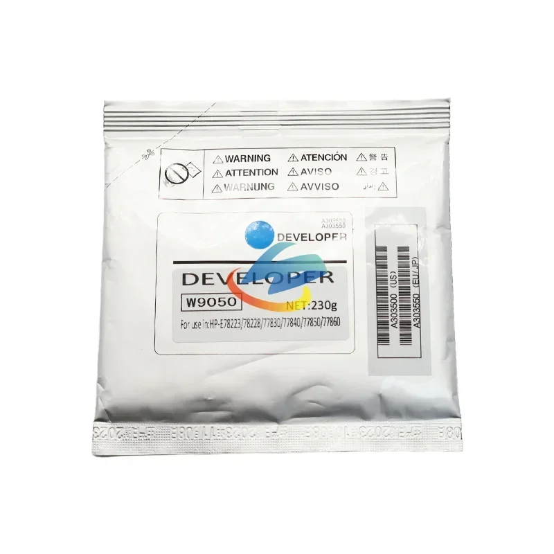 1PCS W9050 Developer Powder Compatible for HP E78223 E78228 E77830 E77840 E77850 E77860 W9050 High Quality Developer CMYK 230g