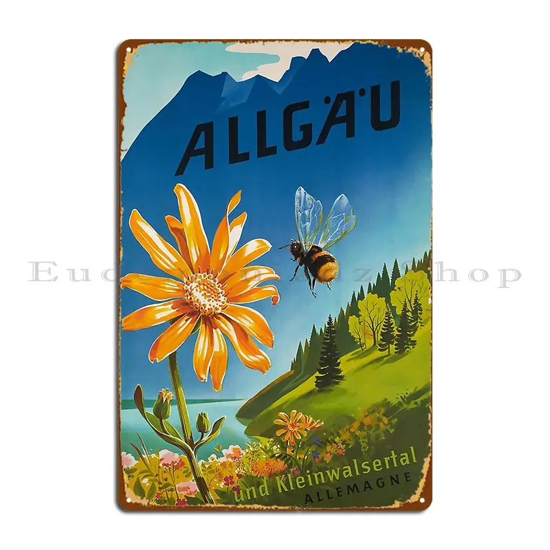 Allgau Бавария Германия винтажный постер для путешествий металлическая фотография стены Настенная роспись паб роспись жестяной знак постер
